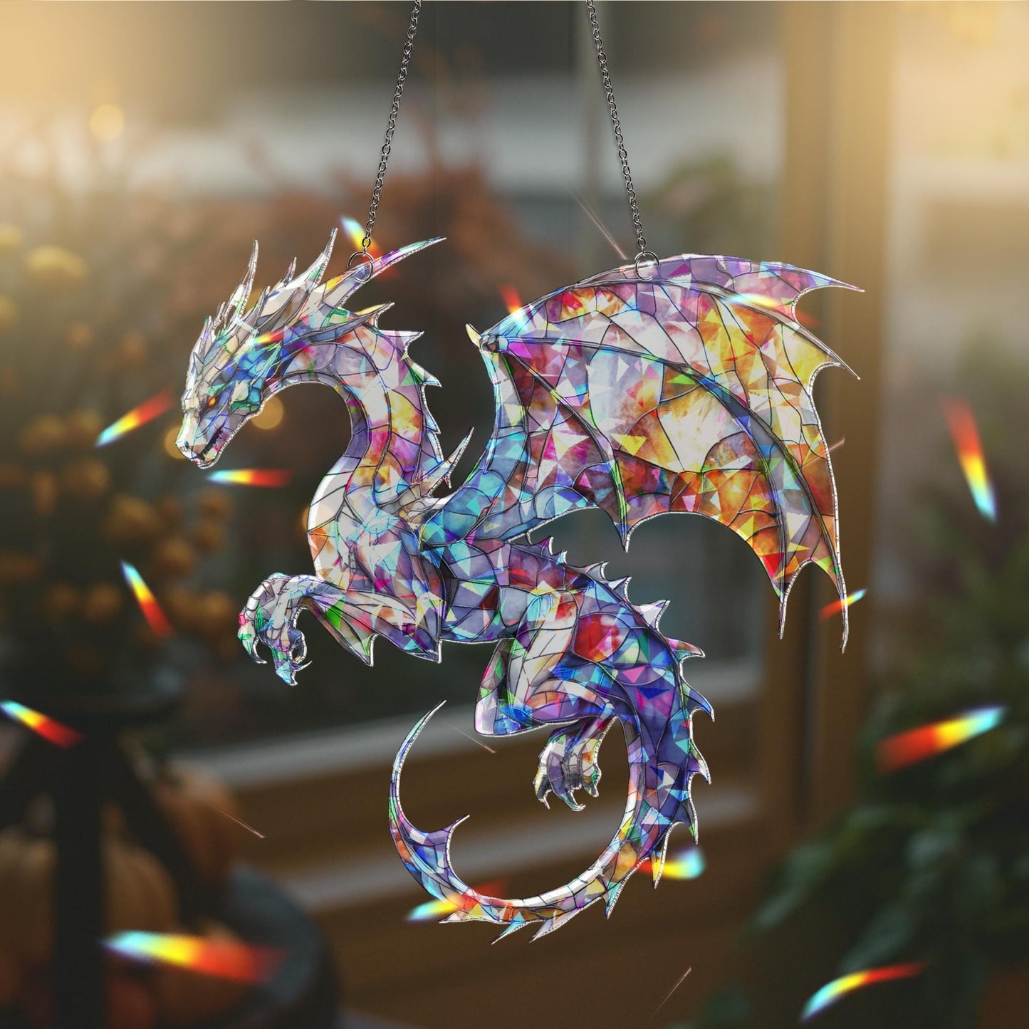Dragon Suncatcher, Dragon Gift, Dragon Ornament, Dragon Art, Dragon Ornament, Fantasy Dragon Hanging, Christmas Kid Gift, Dragon Decor