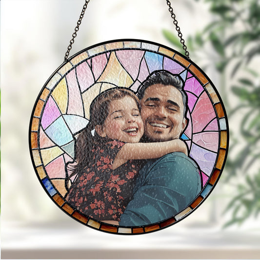 Custom Dad Portrait Stained Glass Suncatcher Window Hanging, Fathers Day Gift for Grandpa, New Grandpa Gift, New Dad Gift 2025, Husband Gift