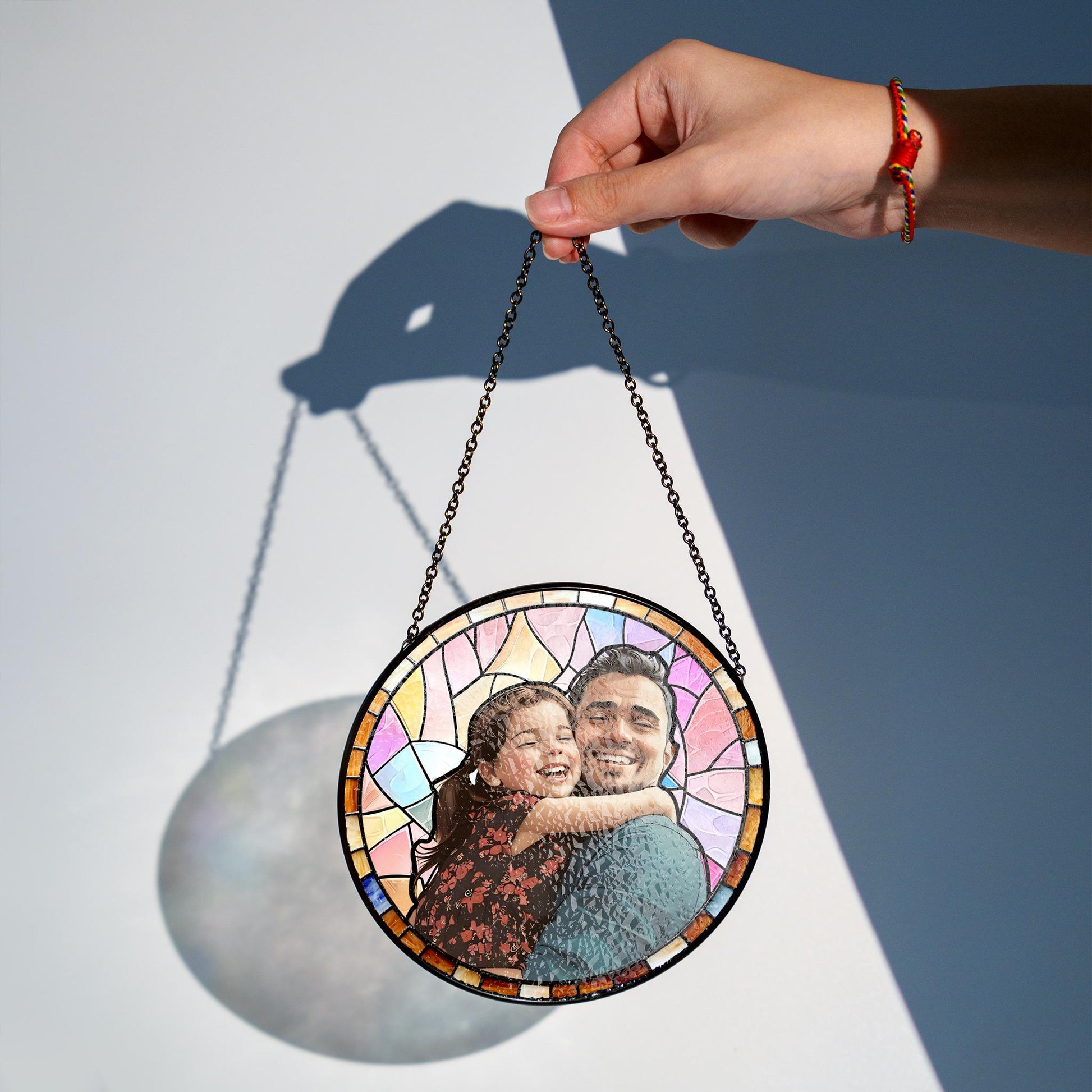 Custom Dad Portrait Stained Glass Suncatcher Window Hanging, Fathers Day Gift for Grandpa, New Grandpa Gift, New Dad Gift 2025, Husband Gift