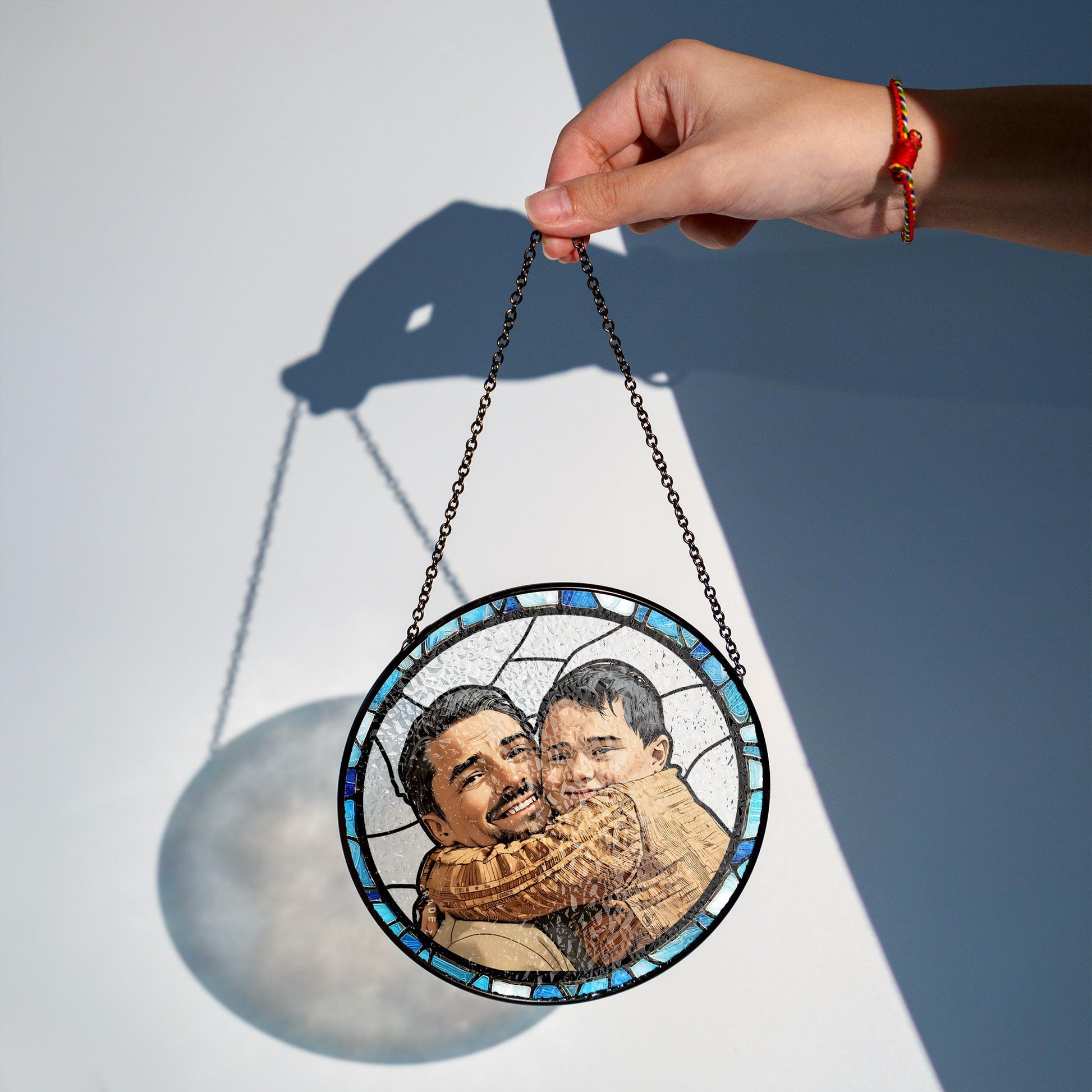 Personalized Fathers Day Gift, Custom Dad Portrait Stained Glass, Dad Gift From Kid, Dad Birthday Gifts, Dad Suncatcher Window Hanging