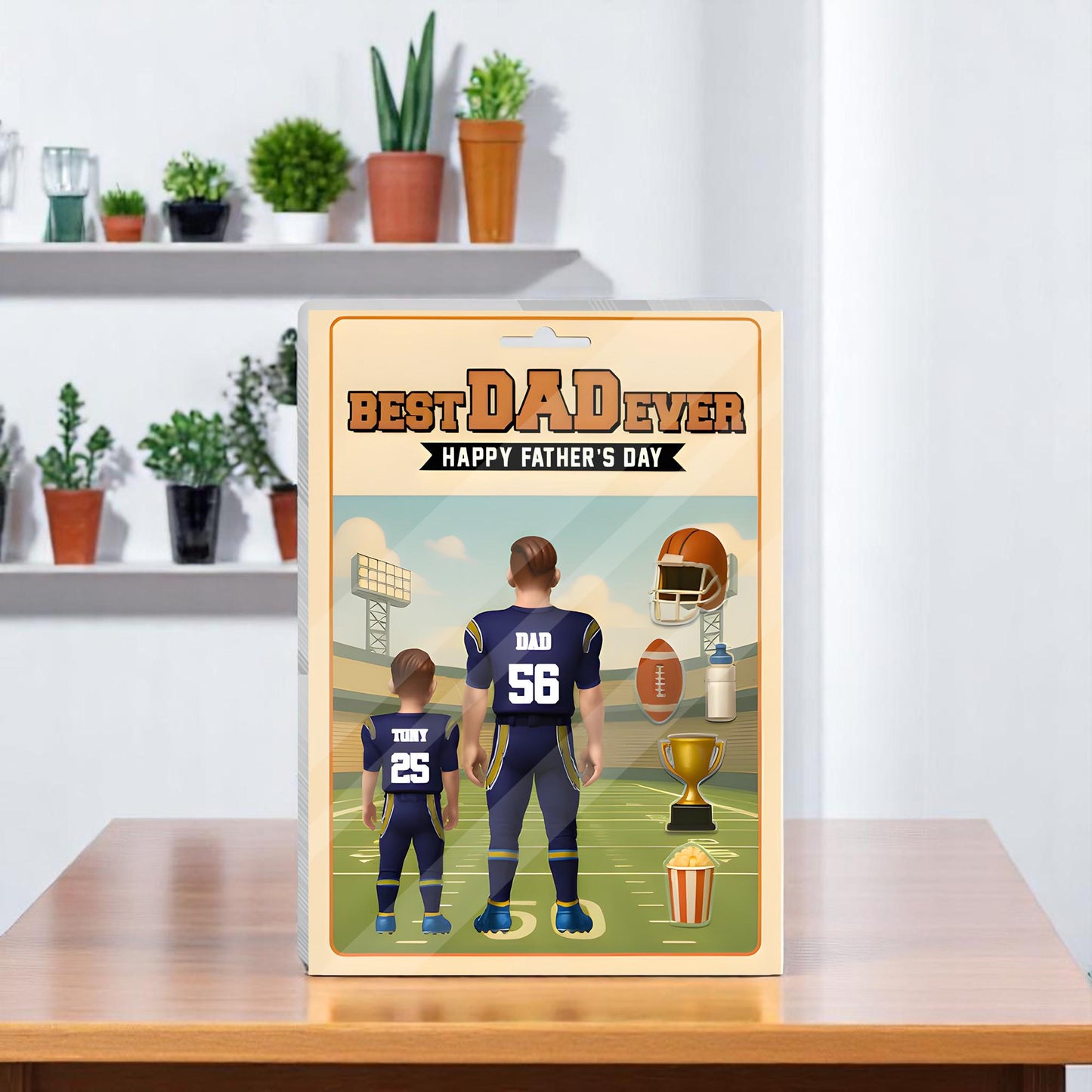Father's Day Gifts - Best Dad Ever - Happy Father's Day - Football Team- Gift for Dad, Men, Sport Lovers - Personalized Acrylic Block Plaque