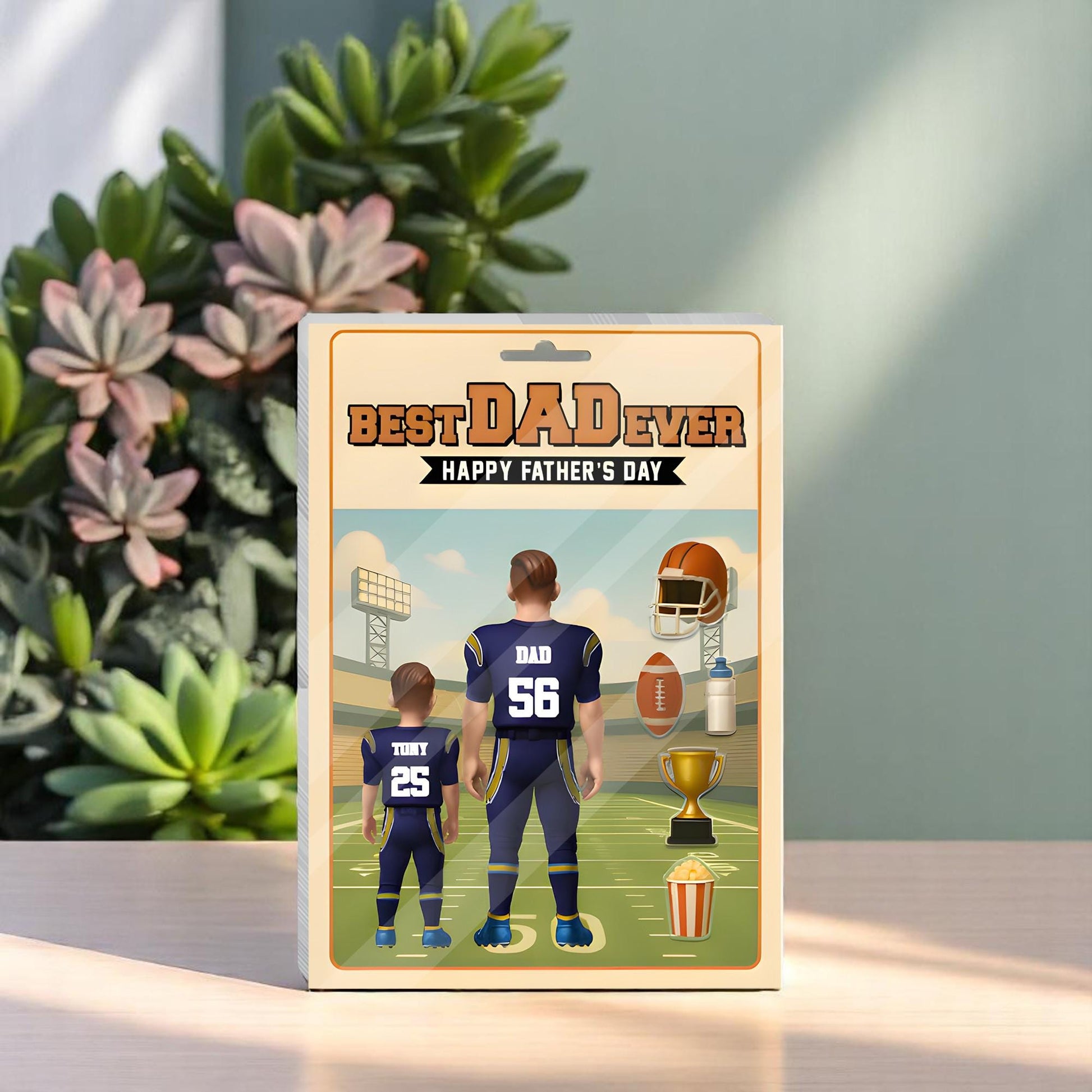 Father's Day Gifts - Best Dad Ever - Happy Father's Day - Football Team- Gift for Dad, Men, Sport Lovers - Personalized Acrylic Block Plaque