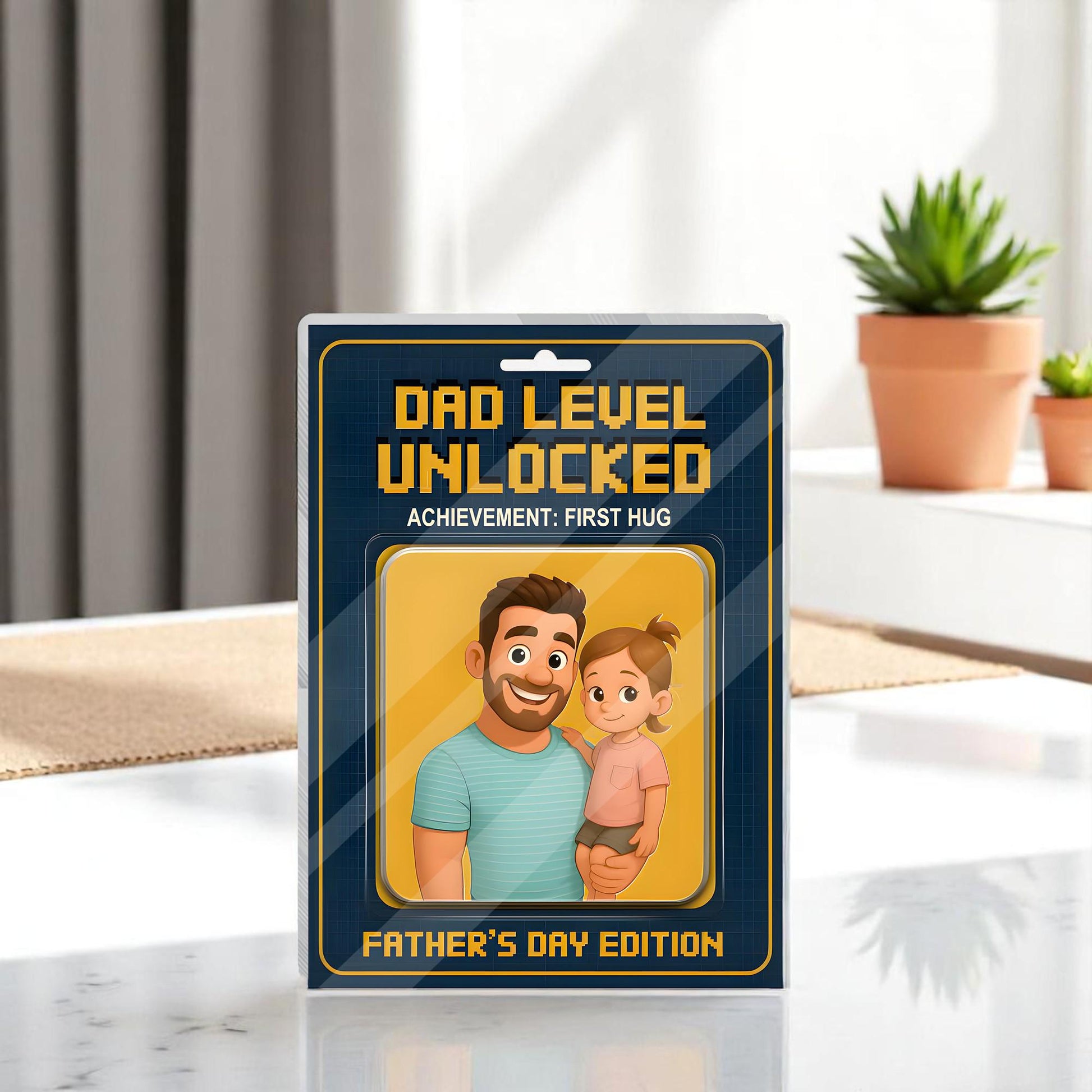 Personalized First Father's Day Gift For Dad, Custom Photo Dad Action Figure Acrylic Block, Like Father Like Son Block Plaque, New Dad Gift