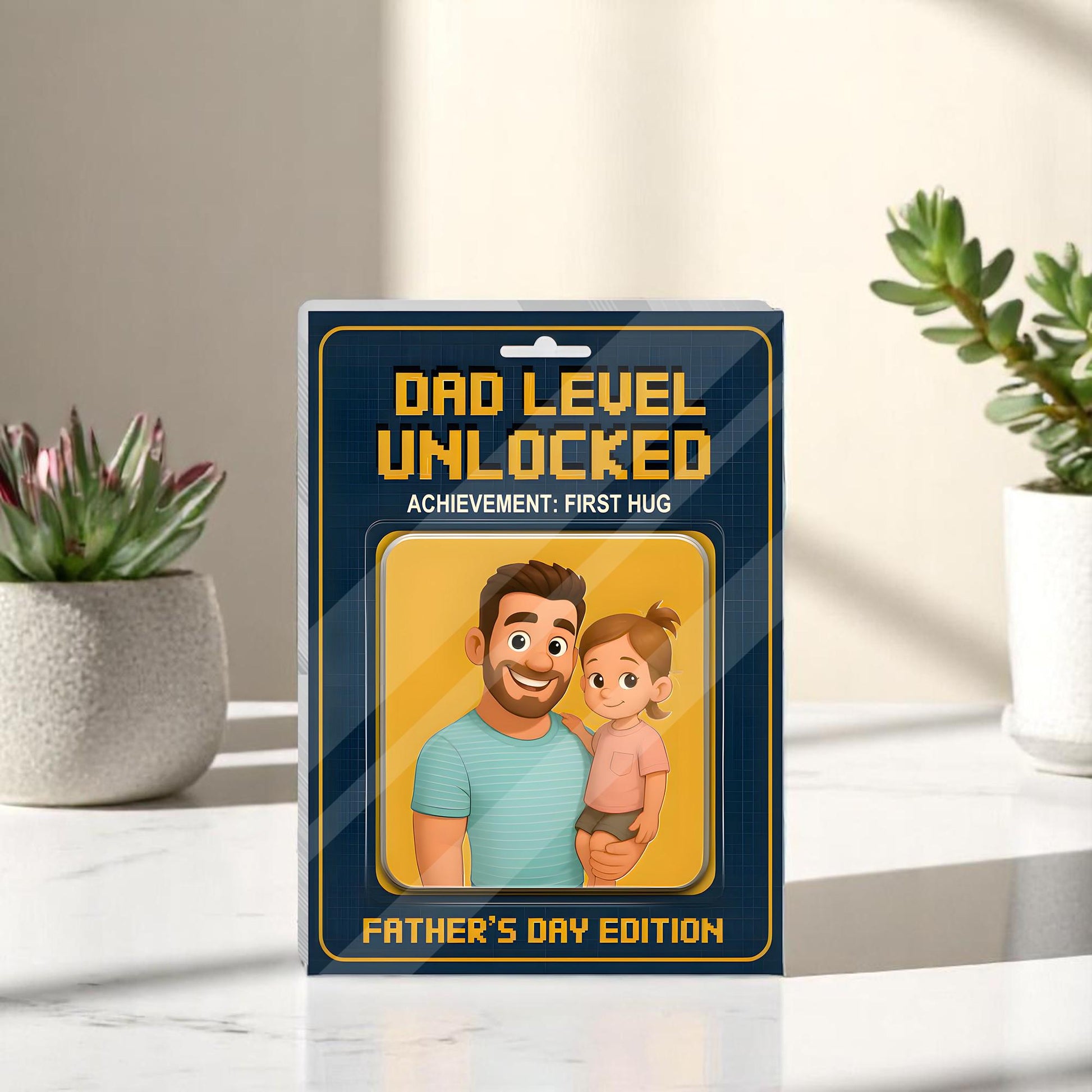Personalized First Father's Day Gift For Dad, Custom Photo Dad Action Figure Acrylic Block, Like Father Like Son Block Plaque, New Dad Gift
