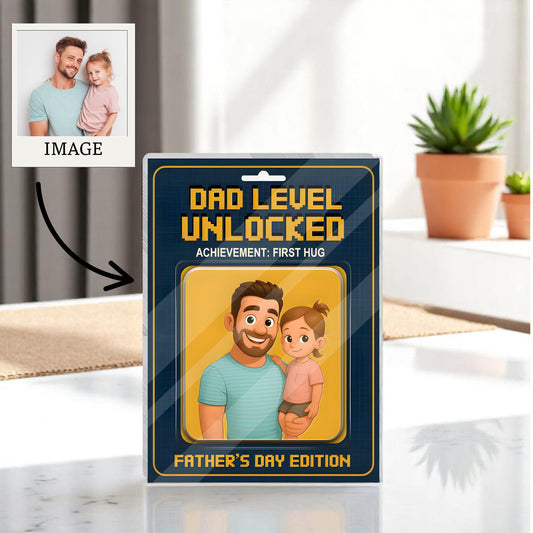 Personalized First Father's Day Gift For Dad, Custom Photo Dad Action Figure Acrylic Block, Like Father Like Son Block Plaque, New Dad Gift