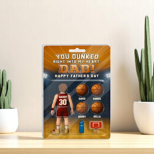 Basketball Style Acrylic Block for Dad – Father’s Day Gift from Son, Sports-Themed Keepsake for Best Dad, Custom Court Design Display