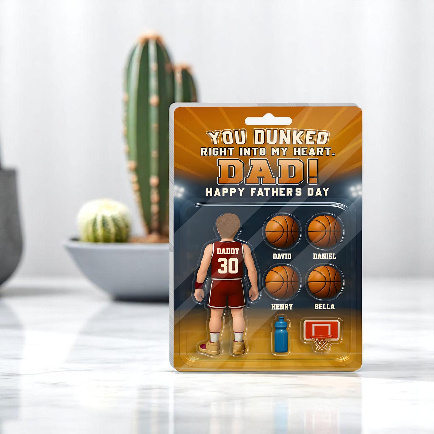 Basketball Style Acrylic Block for Dad – Father’s Day Gift from Son, Sports-Themed Keepsake for Best Dad, Custom Court Design Display