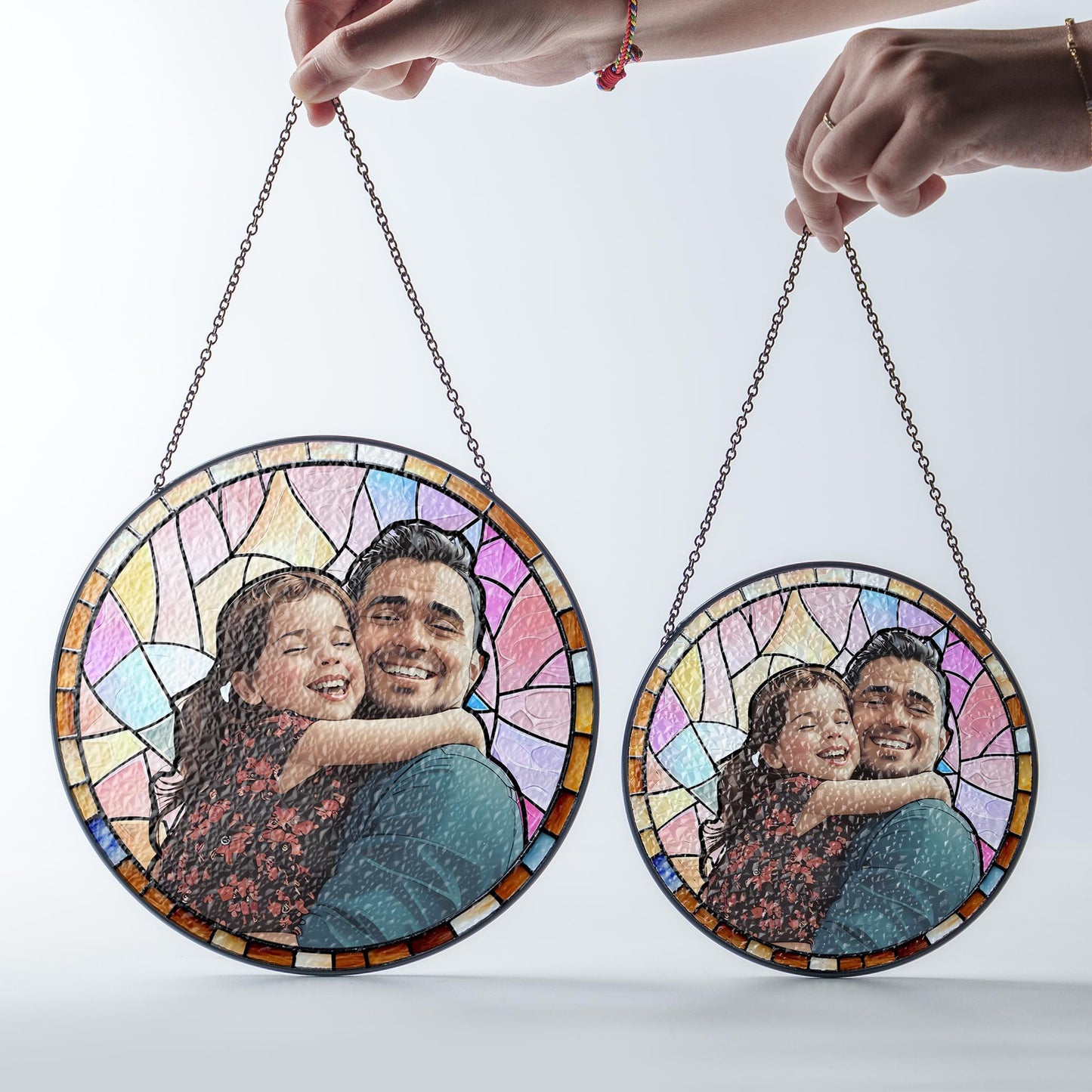 Custom Dad Portrait Stained Glass Suncatcher Window Hanging, Fathers Day Gift for Grandpa, New Grandpa Gift, New Dad Gift 2025, Husband Gift