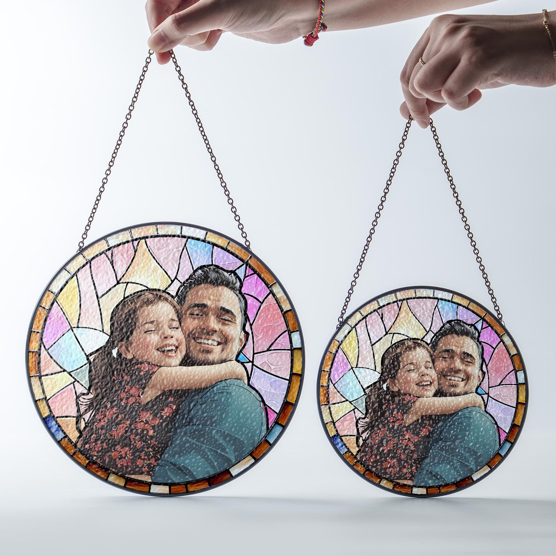Custom Dad Portrait Stained Glass Suncatcher Window Hanging, Fathers Day Gift for Grandpa, New Grandpa Gift, New Dad Gift 2025, Husband Gift