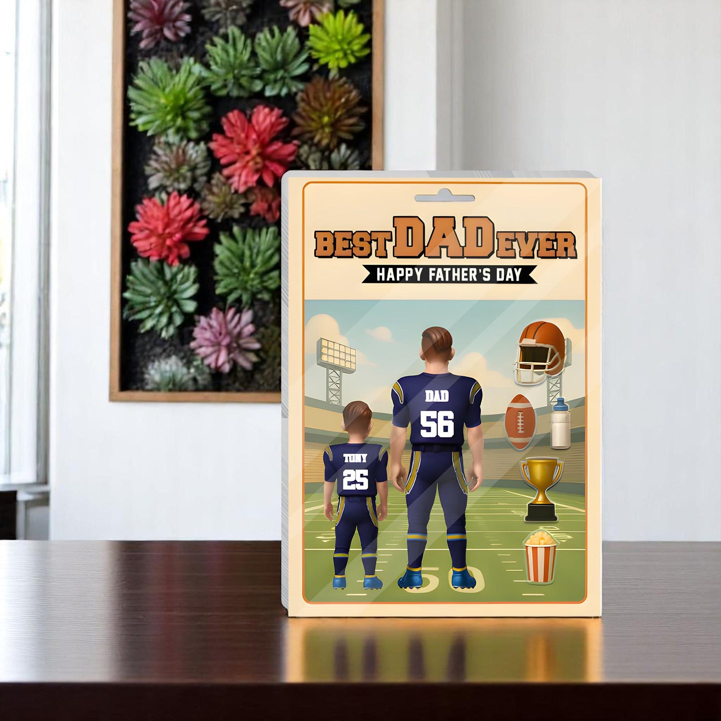 Father's Day Gifts - Best Dad Ever - Happy Father's Day - Football Team- Gift for Dad, Men, Sport Lovers - Personalized Acrylic Block Plaque