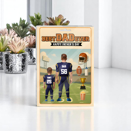 Father's Day Gifts - Best Dad Ever - Happy Father's Day - Football Team- Gift for Dad, Men, Sport Lovers - Personalized Acrylic Block Plaque