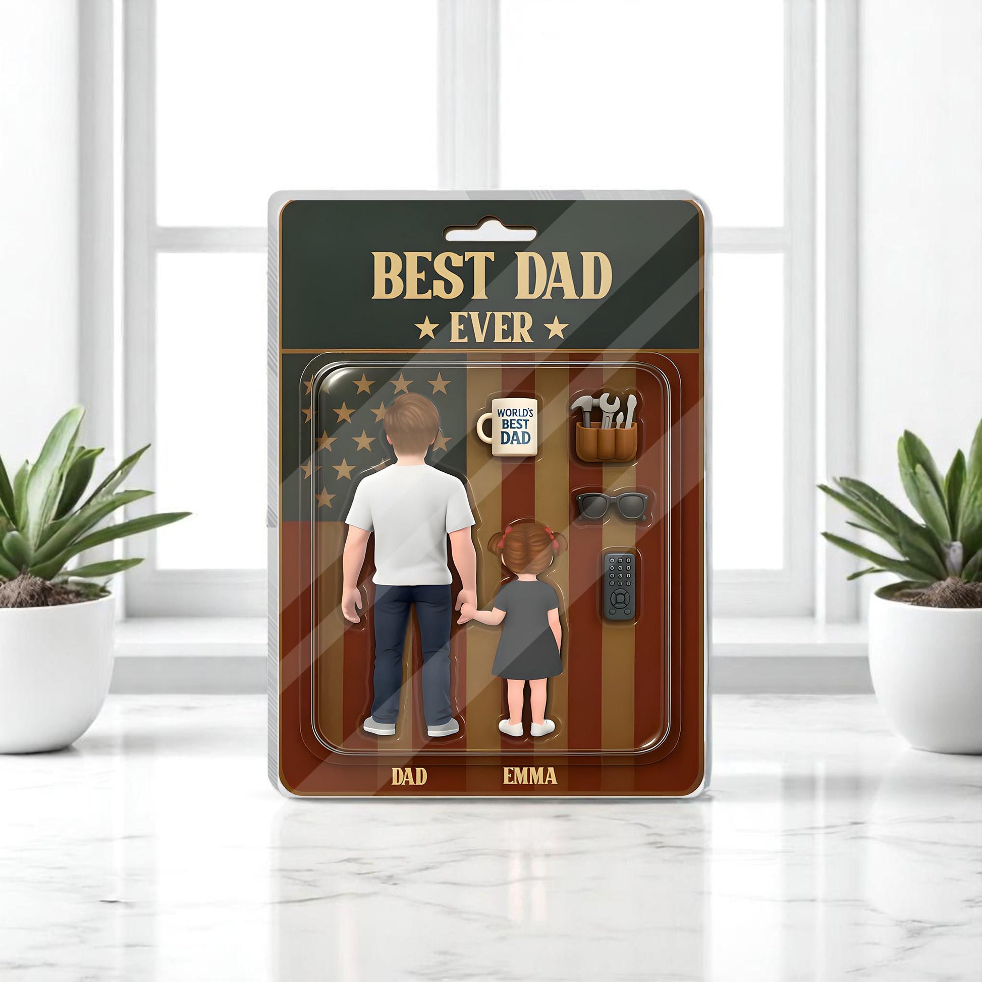 Personalized Father's Day Gift For Dad, Custom Figure Acrylic Block, Best Dad Ever, Gift For Husband, Grandpa, Gifts For Him, Gift From Kids