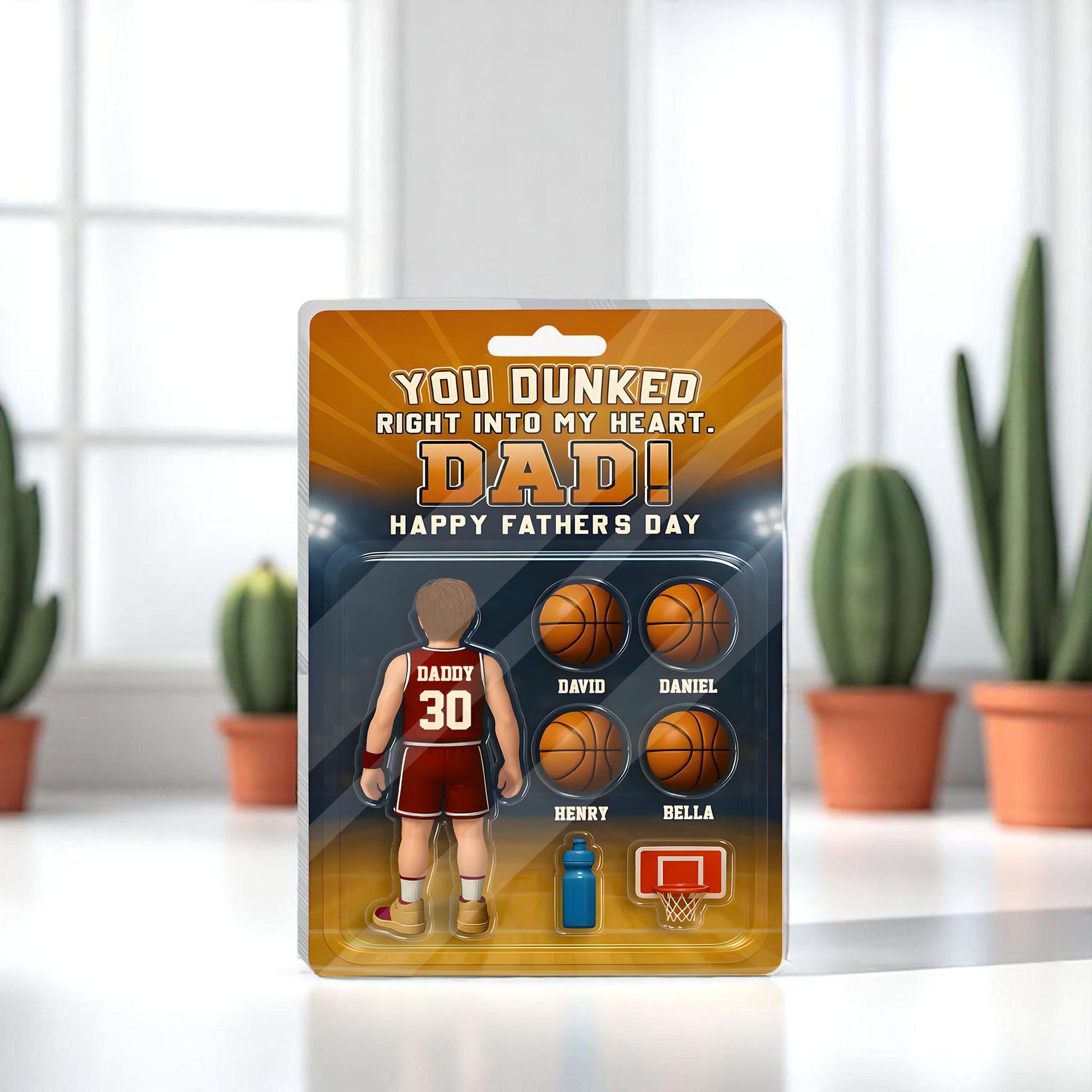 Basketball Style Acrylic Block for Dad – Father’s Day Gift from Son, Sports-Themed Keepsake for Best Dad, Custom Court Design Display