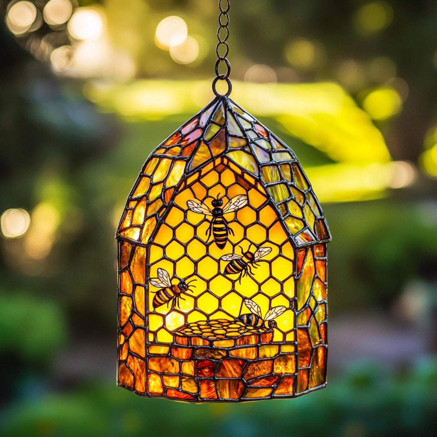 Beehive Honeybee Suncatcher, Nature Lover Gift, Bee Decor for Garden Kitchen, Nature Wall Decor,  Bee Lovers Spring Home, Honeycomb Ornament