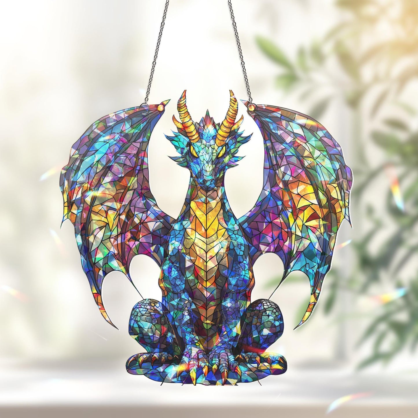 Dragon Suncatcher, Dragon Gift, Dragon Ornament, Dragon Art, Dragon Ornament, Fantasy Dragon Hanging, Christmas Kid Gift, Dragon Decor