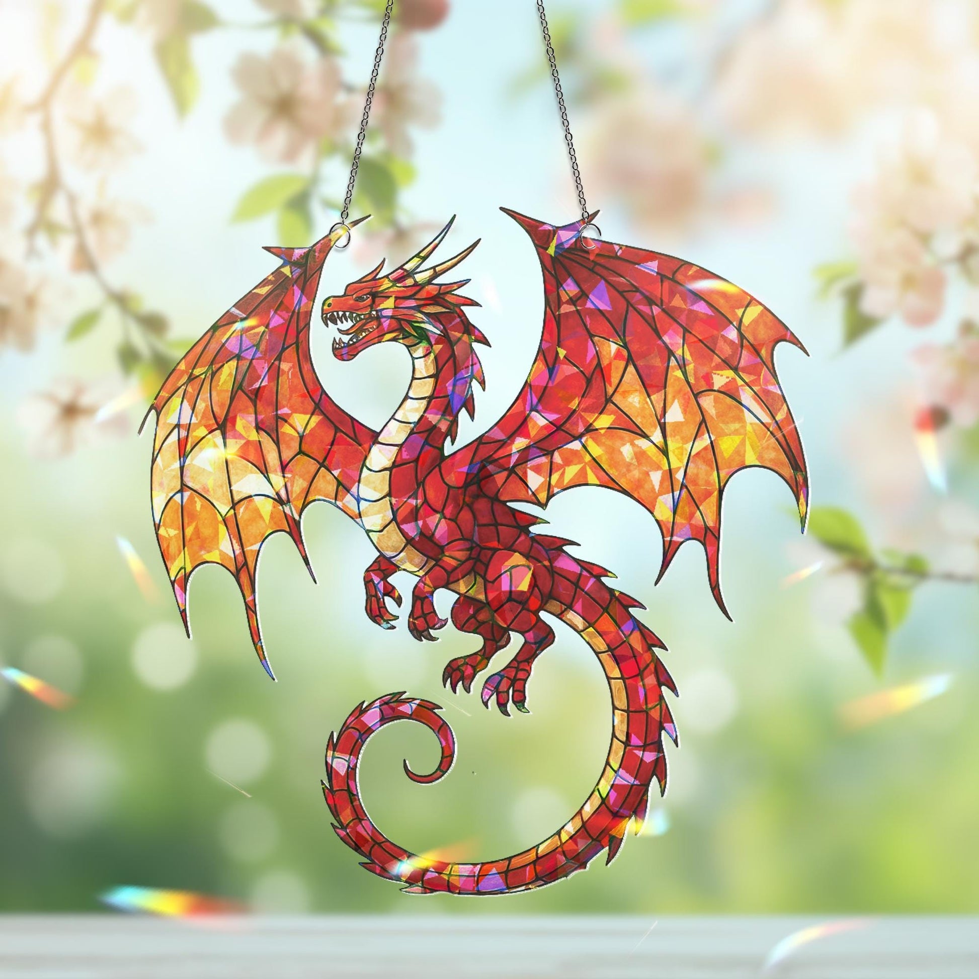Dragon Suncatcher, Dragon Gift, Dragon Ornament, Dragon Art, Dragon Ornament, Fantasy Dragon Hanging, Christmas Kid Gift, Dragon Decor