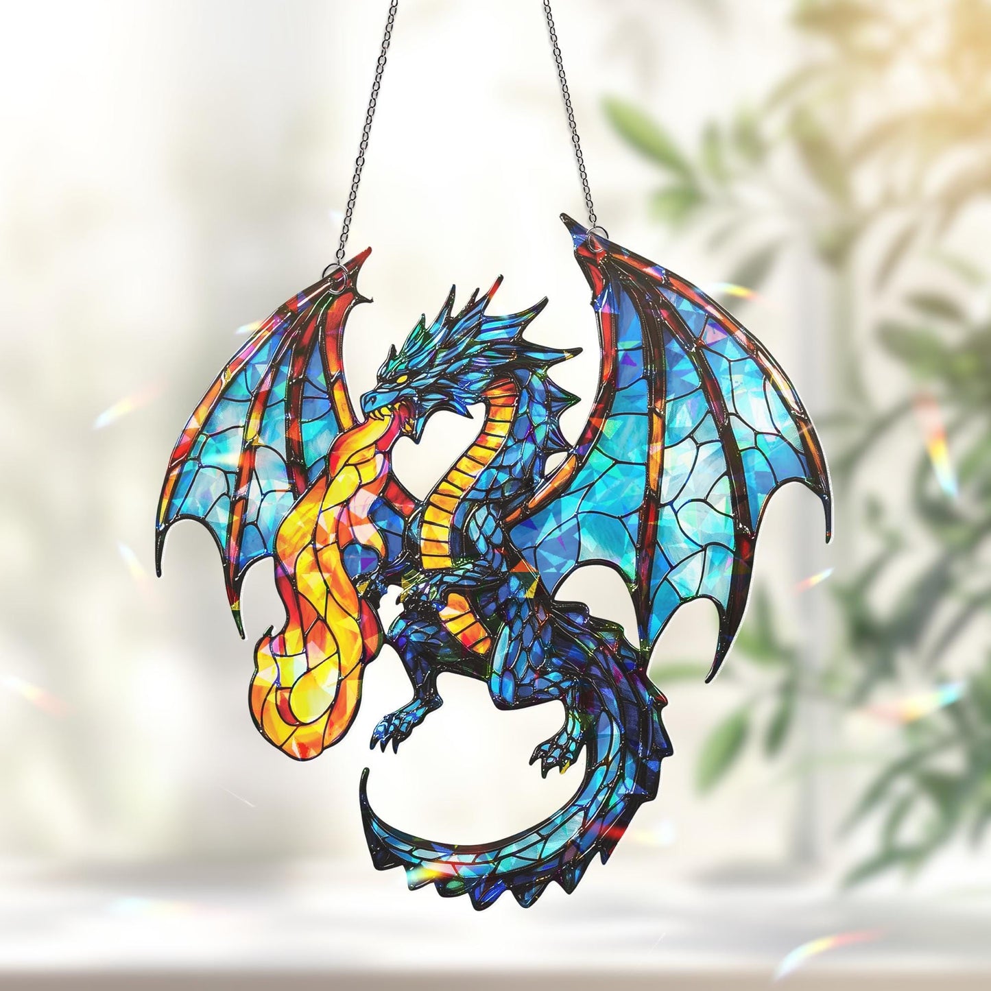 Dragon Suncatcher, Dragon Gift, Dragon Ornament, Dragon Art, Dragon Ornament, Fantasy Dragon Hanging, Christmas Kid Gift, Dragon Decor