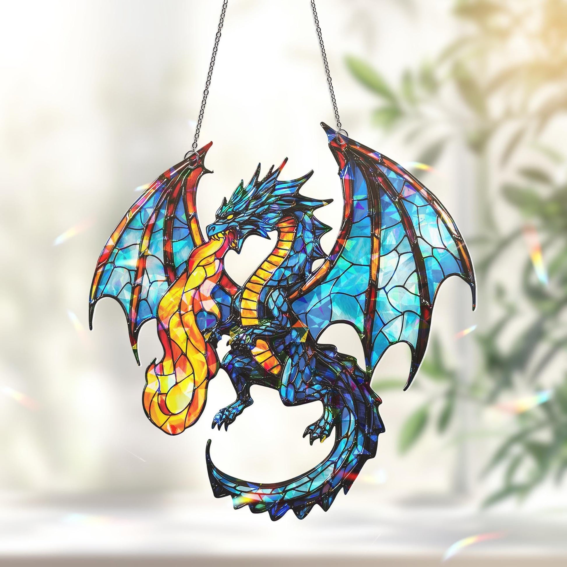 Dragon Suncatcher, Dragon Gift, Dragon Ornament, Dragon Art, Dragon Ornament, Fantasy Dragon Hanging, Christmas Kid Gift, Dragon Decor