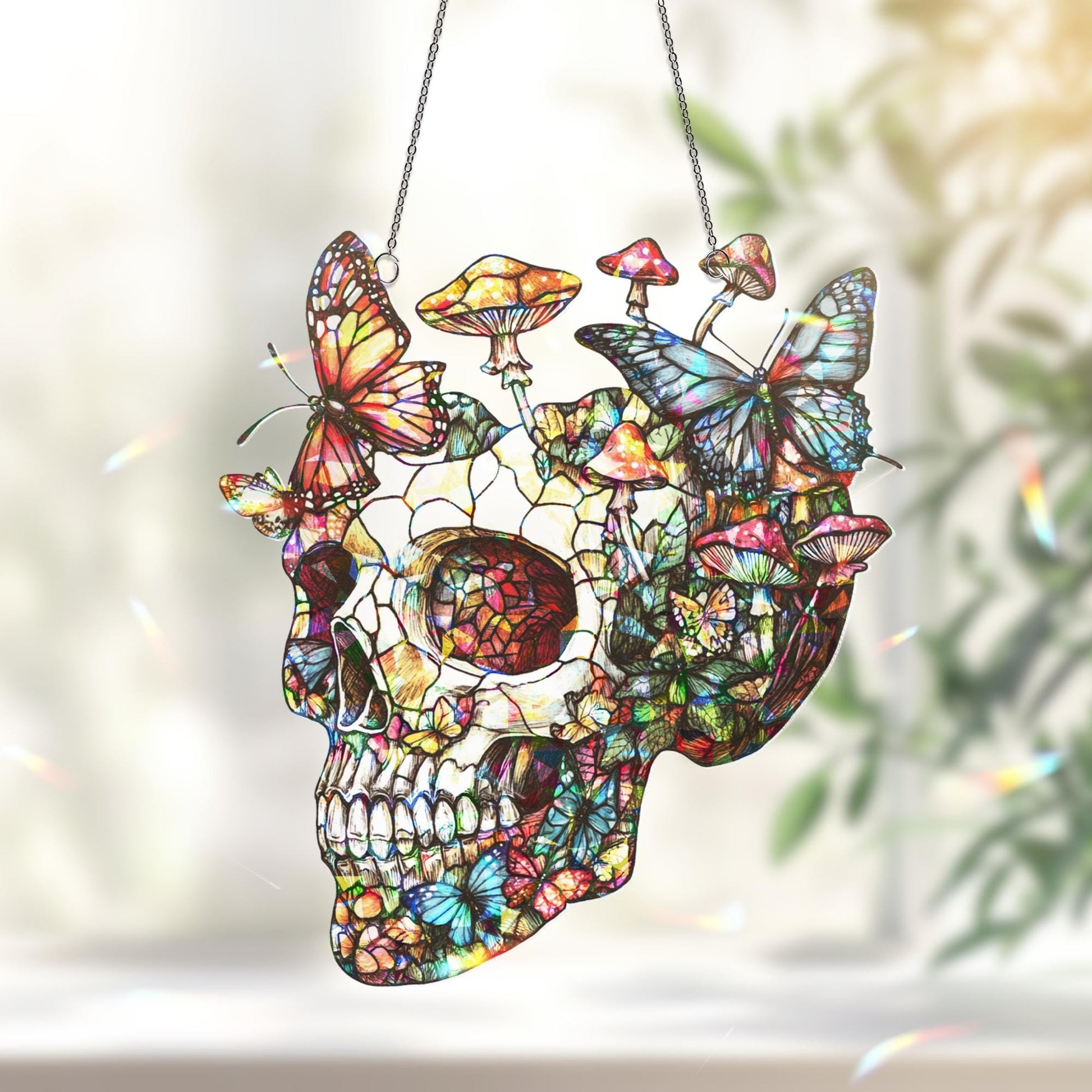 Skeleton Reading Suncatcher, Skeleton Ornament, Book Lover Decor, Halloween Suncatcher Decor, Skeleton Art, Skull Decor, Halloween Gift