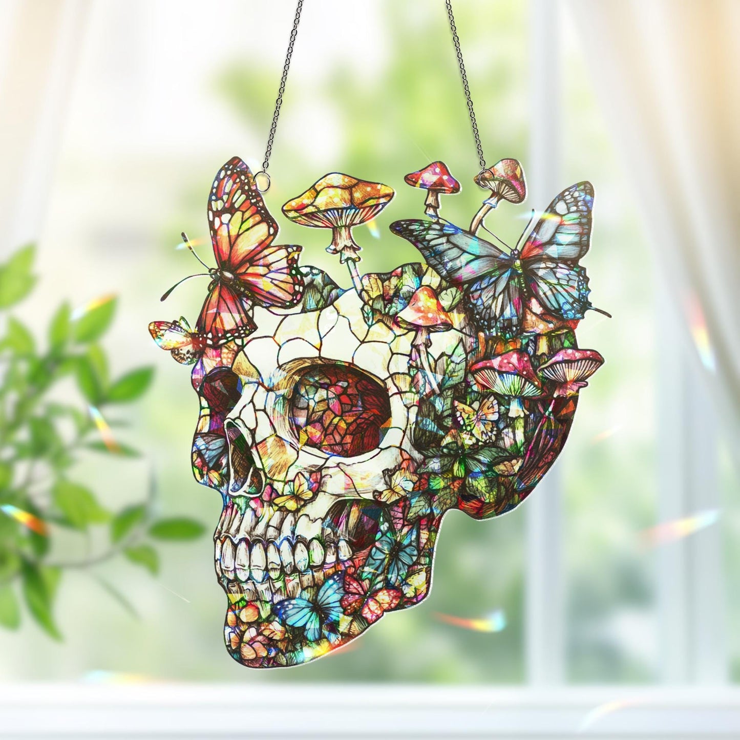 Skeleton Reading Suncatcher, Skeleton Ornament, Book Lover Decor, Halloween Suncatcher Decor, Skeleton Art, Skull Decor, Halloween Gift