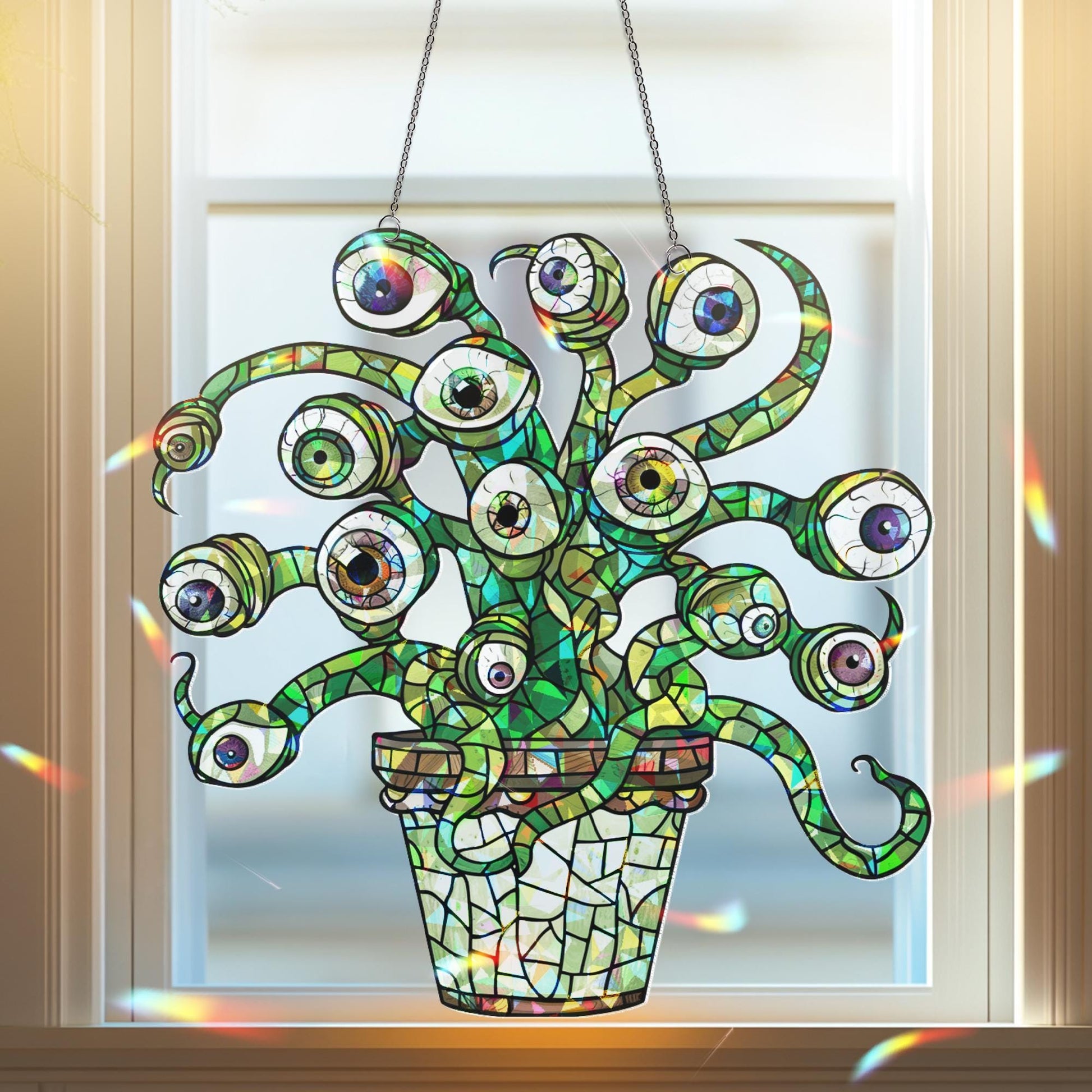 Plant Halloween Decor, Spooky Decor Art, Halloween Suncatcher Ornament, Monstera Ornament, Skull & Monstera Suncatcher, Plant Lovers Gift