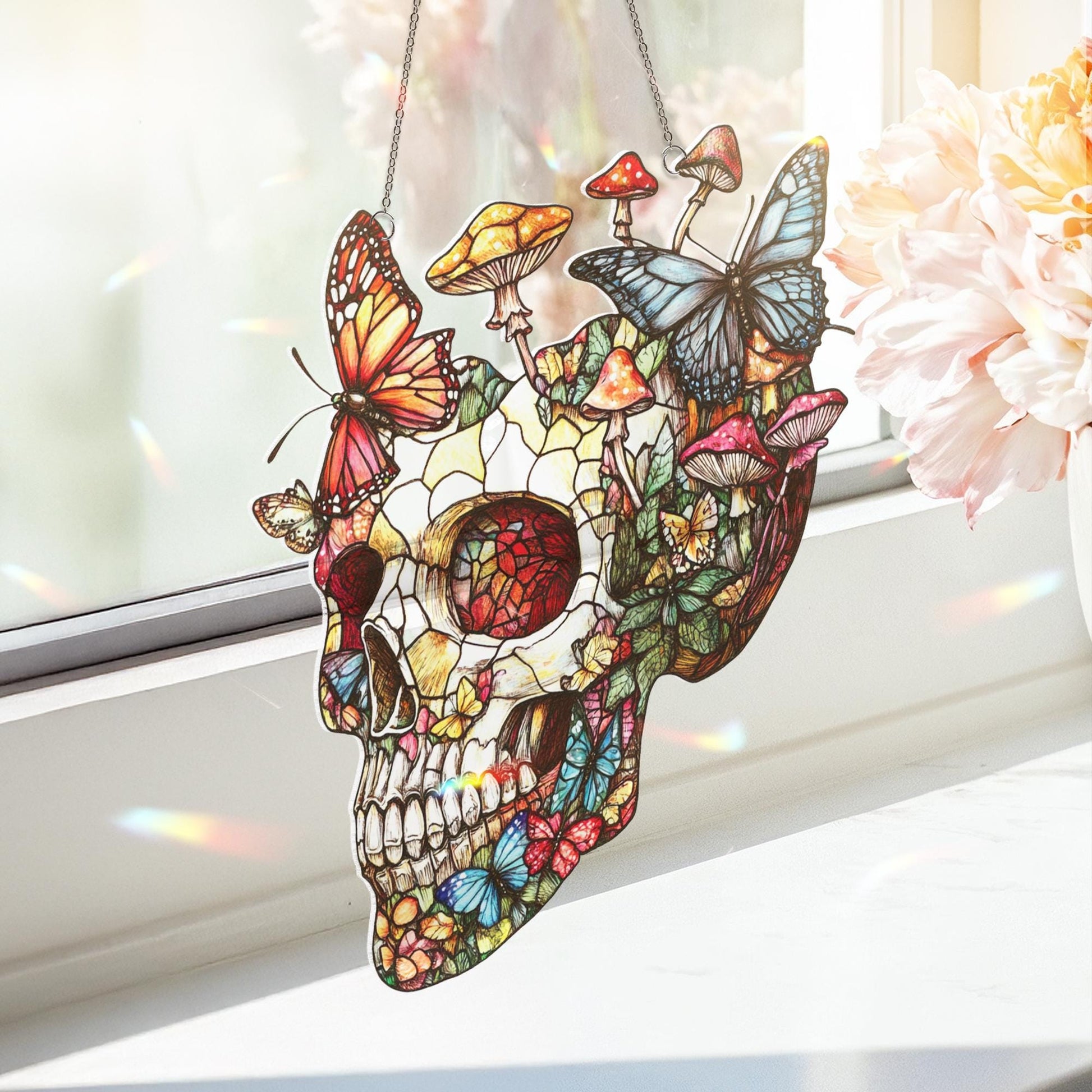 Skeleton Reading Suncatcher, Skeleton Ornament, Book Lover Decor, Halloween Suncatcher Decor, Skeleton Art, Skull Decor, Halloween Gift