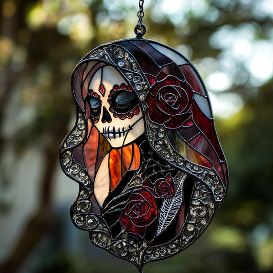 Dia De Los Muertos Sugar Skull Sun Catcher, Day of the Dead Light Catcher Window Hanging, Halloween Calavera Home Decoration, Halloween Gift