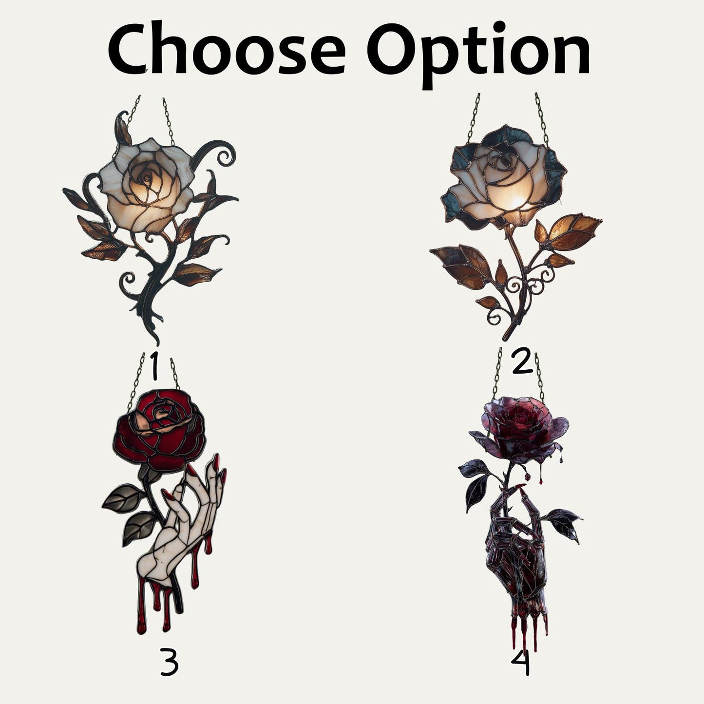 Gothic Rose Suncatcher, Dark Romantic Home Accent, Gothic Vampire Decor, Rose Suncatcher, Halloween Decor, Gothic Halloween Decor Ornament