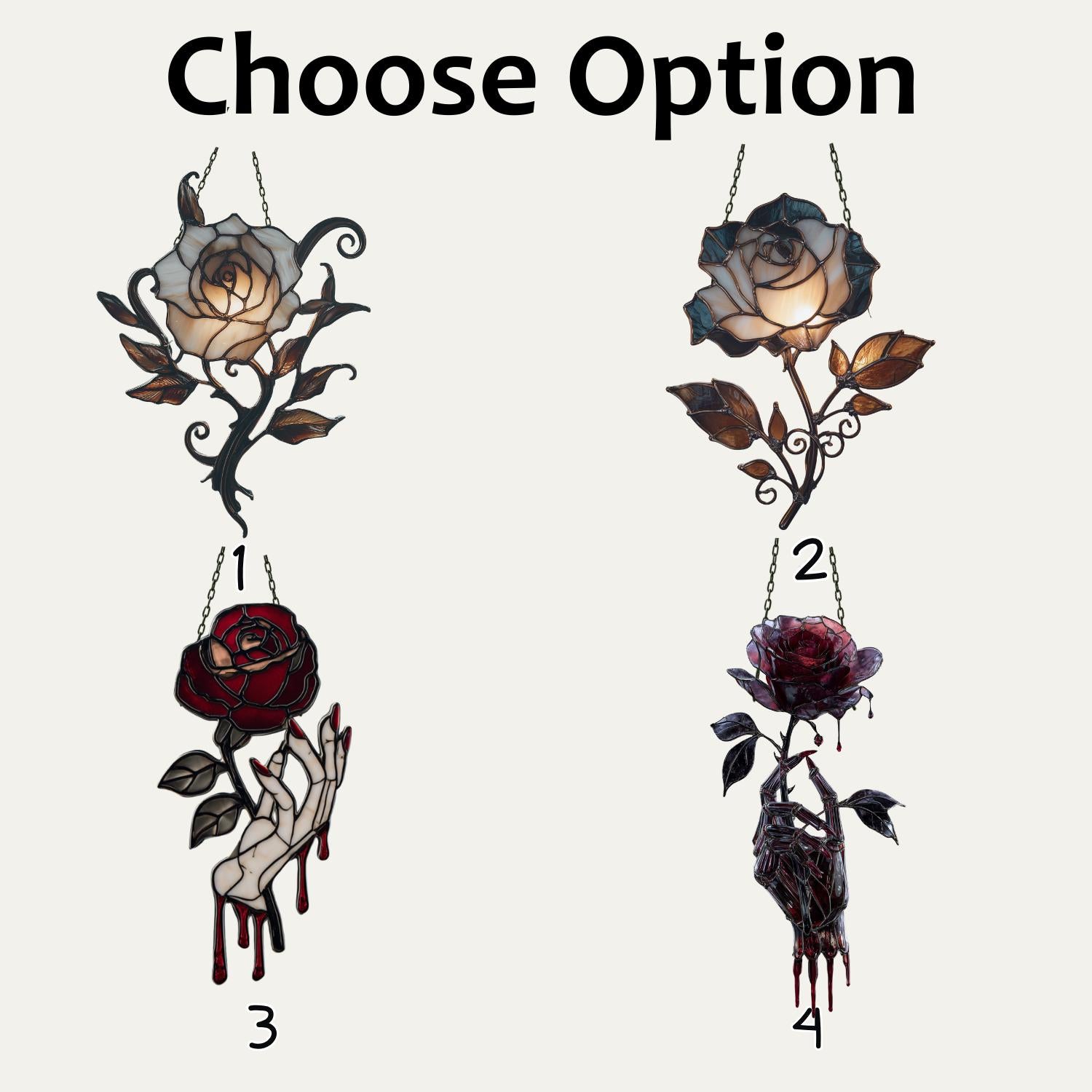 Gothic Rose Suncatcher, Dark Romantic Home Accent, Gothic Vampire Decor, Rose Suncatcher, Halloween Decor, Gothic Halloween Decor Ornament