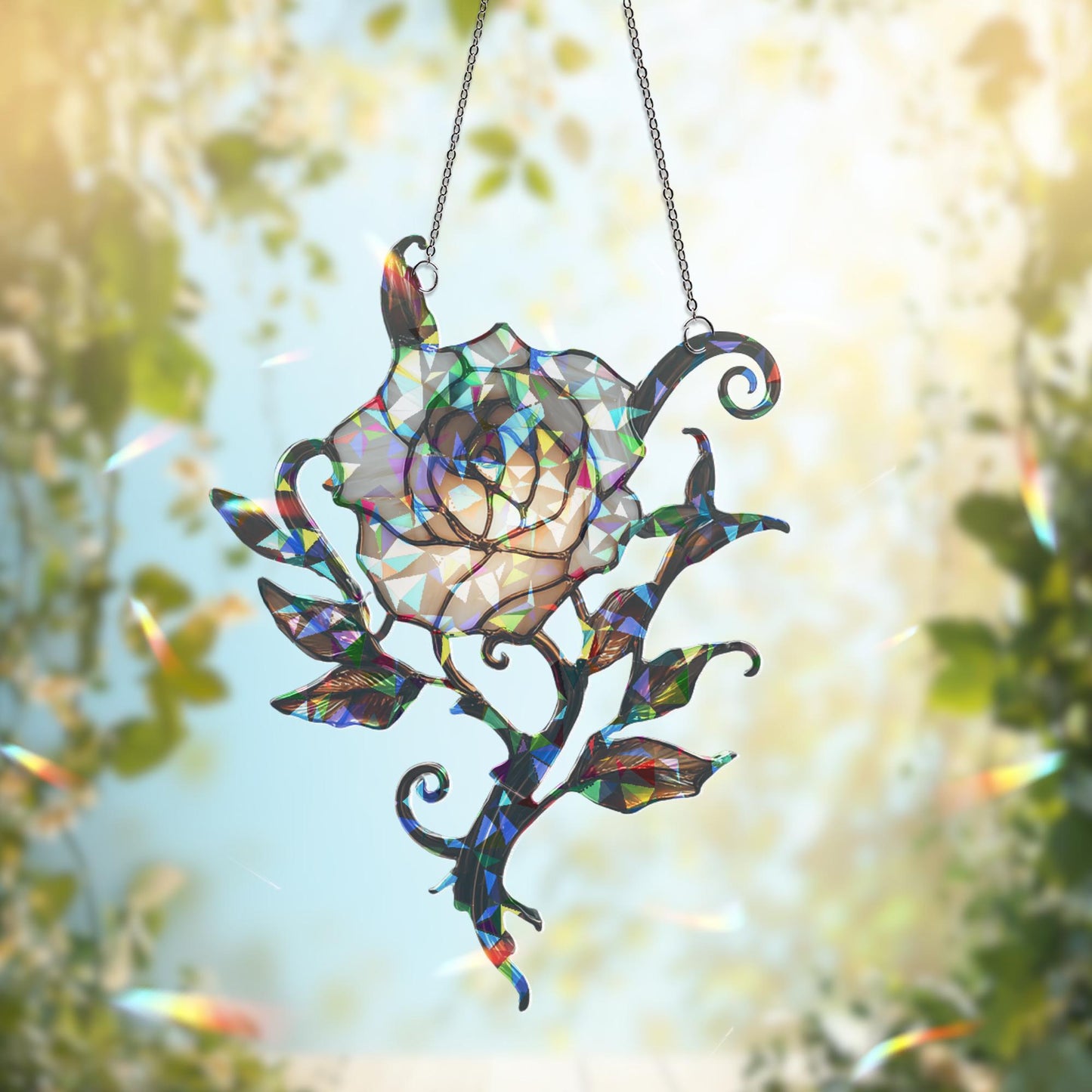 Gothic Rose Suncatcher, Dark Romantic Home Accent, Gothic Vampire Decor, Rose Suncatcher, Halloween Decor, Gothic Halloween Decor Ornament