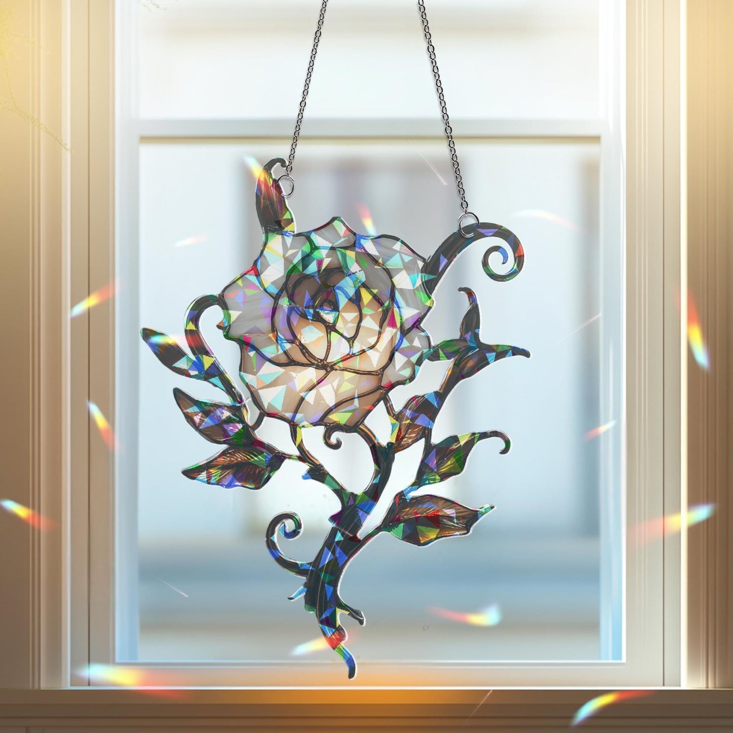 Gothic Rose Suncatcher, Dark Romantic Home Accent, Gothic Vampire Decor, Rose Suncatcher, Halloween Decor, Gothic Halloween Decor Ornament