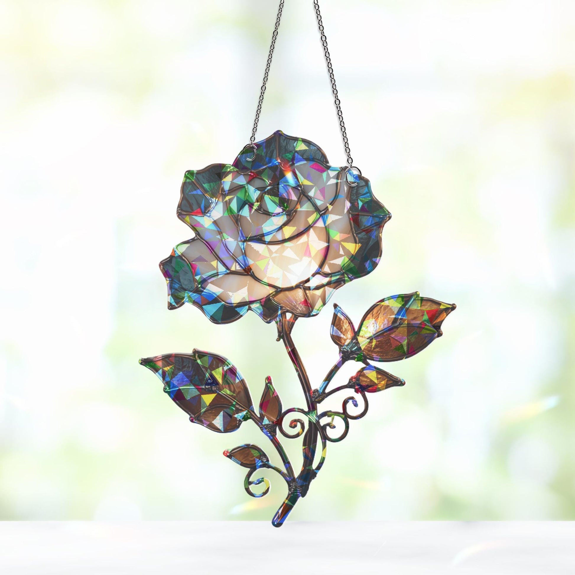Gothic Rose Suncatcher, Dark Romantic Home Accent, Gothic Vampire Decor, Rose Suncatcher, Halloween Decor, Gothic Halloween Decor Ornament