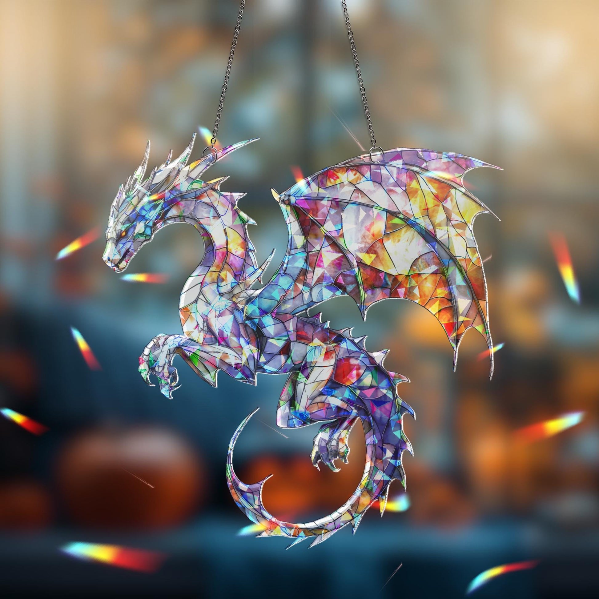 Dragon Suncatcher, Dragon Gift, Dragon Ornament, Dragon Art, Dragon Ornament, Fantasy Dragon Hanging, Christmas Kid Gift, Dragon Decor