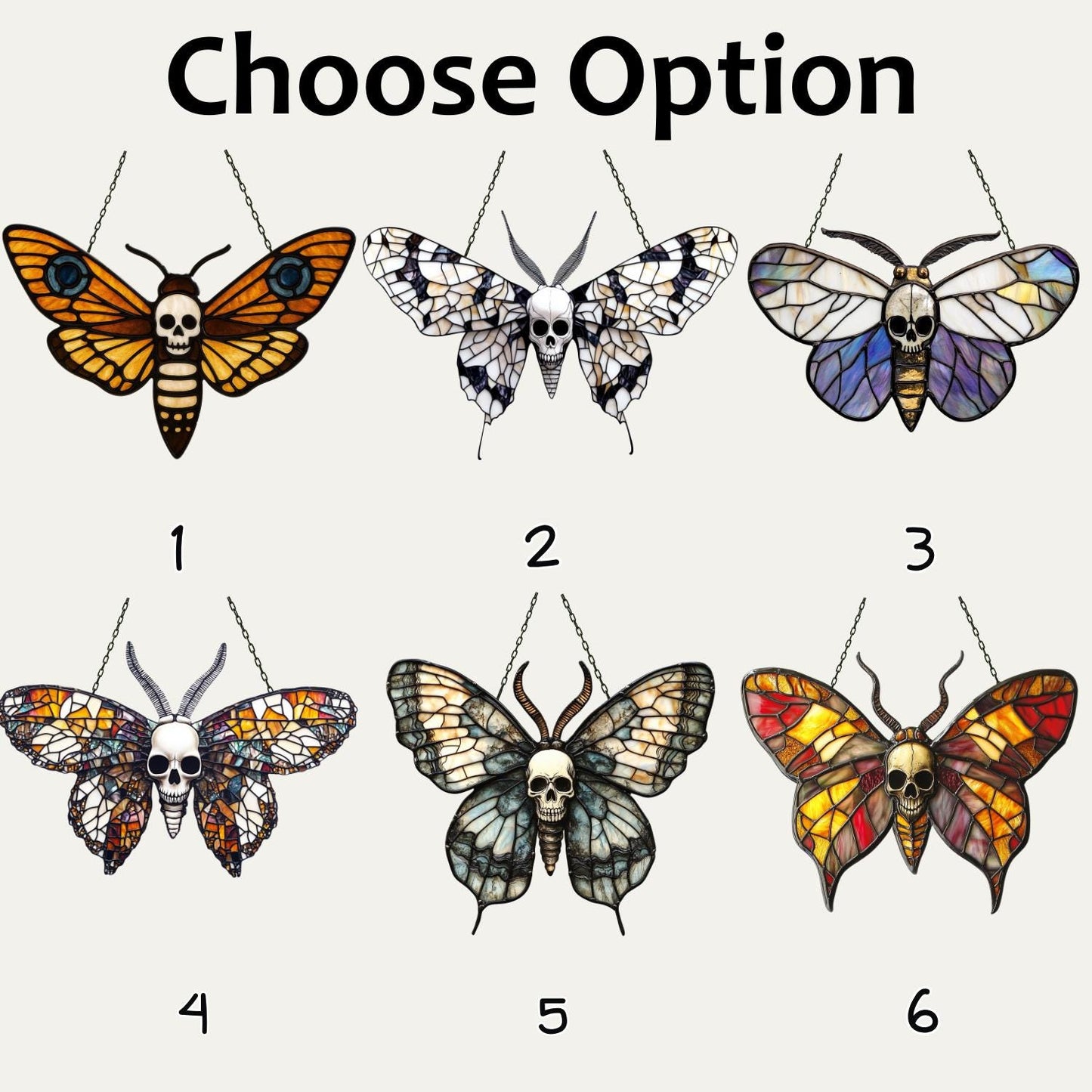Death’s-head Hawkmoth Suncatcher, Gothic Moth Decor, Skull Ornament, Dark Aesthetic Butterfly Gift,  Butterfly Suncatcher, Halloween Decor