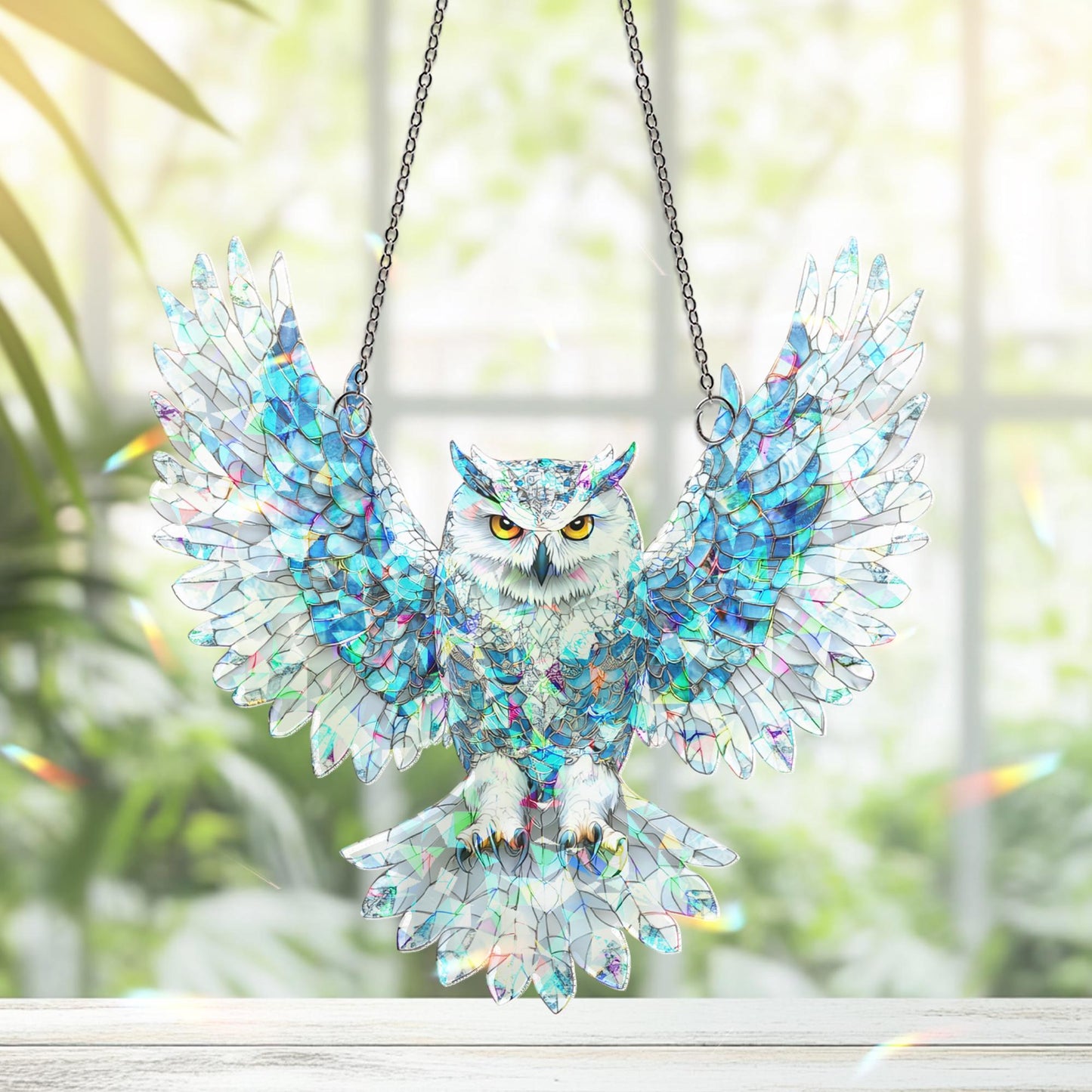 Owl Suncatcher Decor, Owl Window Hanging, Owl Ornament, Owl Lover Gift, Bird Home Decor, Bird Lover Gift, Housewarming Gift, Bird Ornament