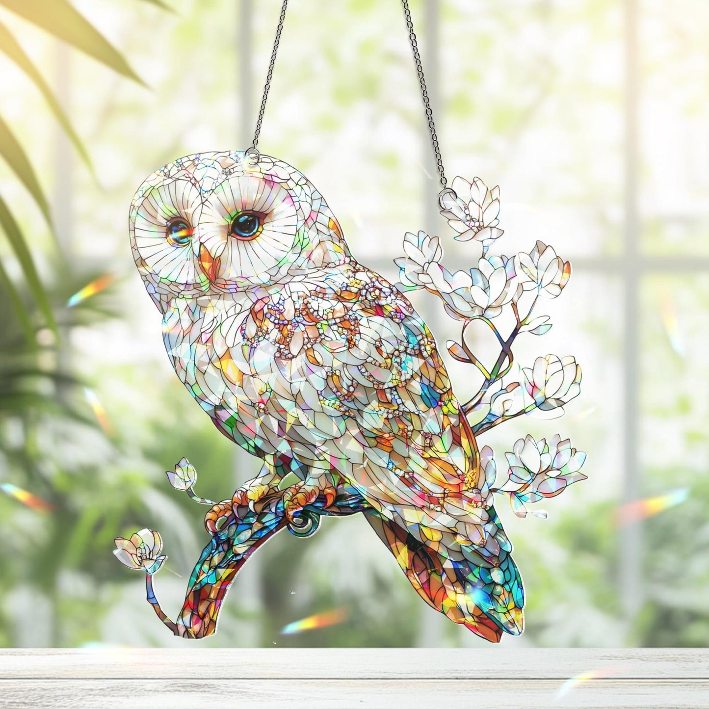 Owl Suncatcher Decor, Owl Window Hanging, Owl Ornament, Owl Lover Gift, Bird Home Decor, Bird Lover Gift, Housewarming Gift, Bird Ornament