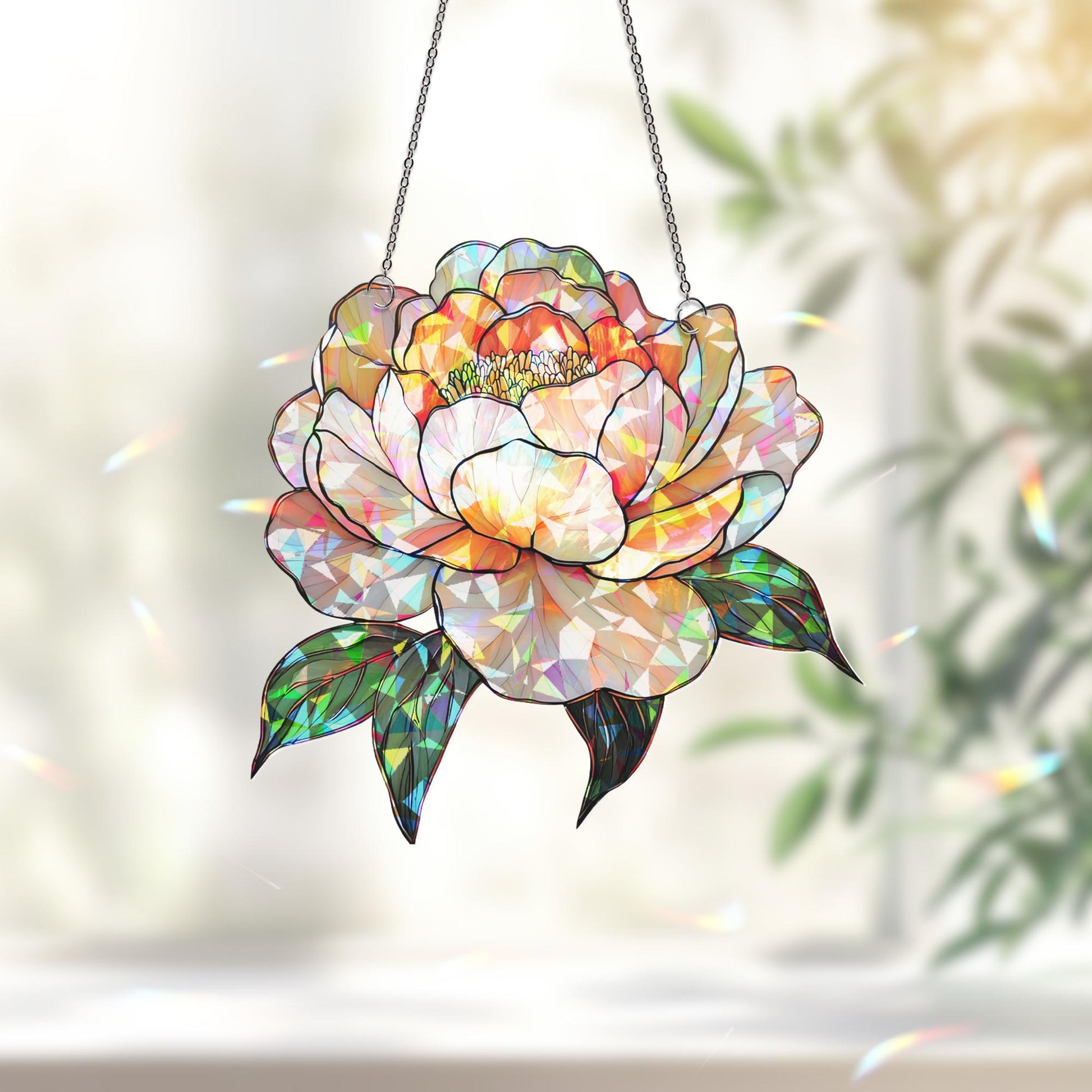 Peony Suncatcher, Birth Flower Suncatcher, Flower Window Hanging, Birth Flower, Birthday Gift, Christmas Gift for Her, Peony Gifts for Mom