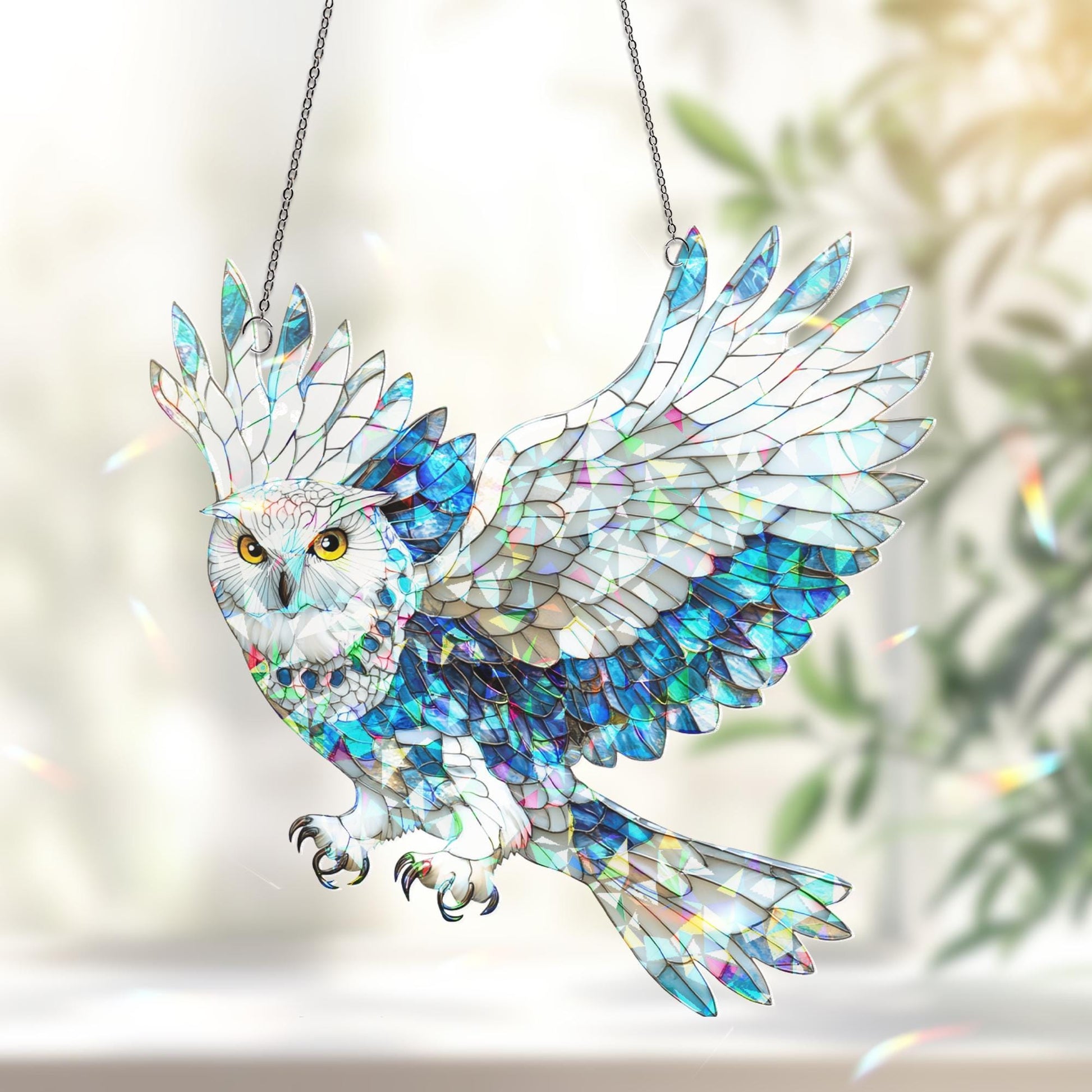 Owl Suncatcher Decor, Owl Window Hanging, Owl Ornament, Owl Lover Gift, Bird Home Decor, Bird Lover Gift, Housewarming Gift, Bird Ornament
