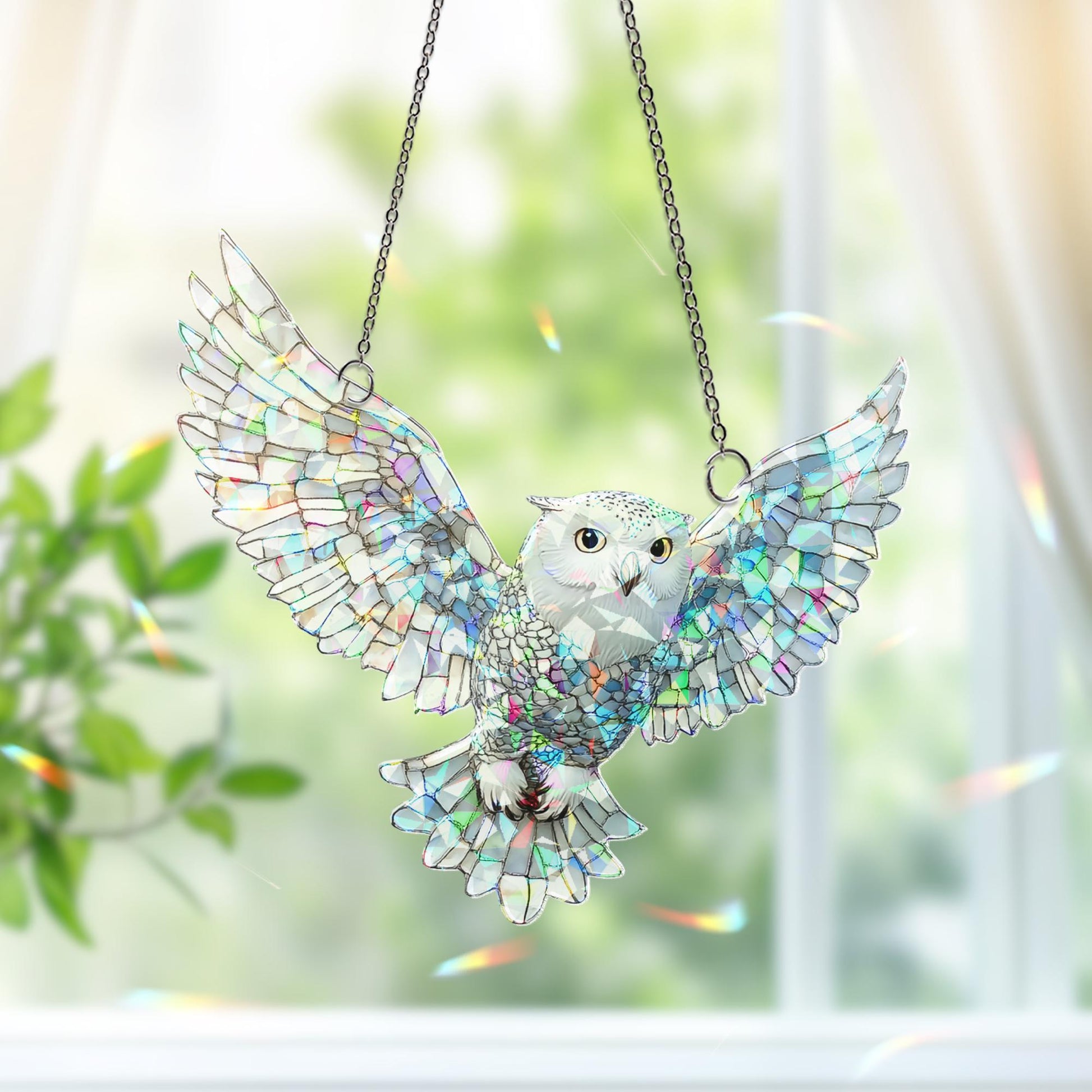 Owl Suncatcher Decor, Owl Window Hanging, Owl Ornament, Owl Lover Gift, Bird Home Decor, Bird Lover Gift, Housewarming Gift, Bird Ornament