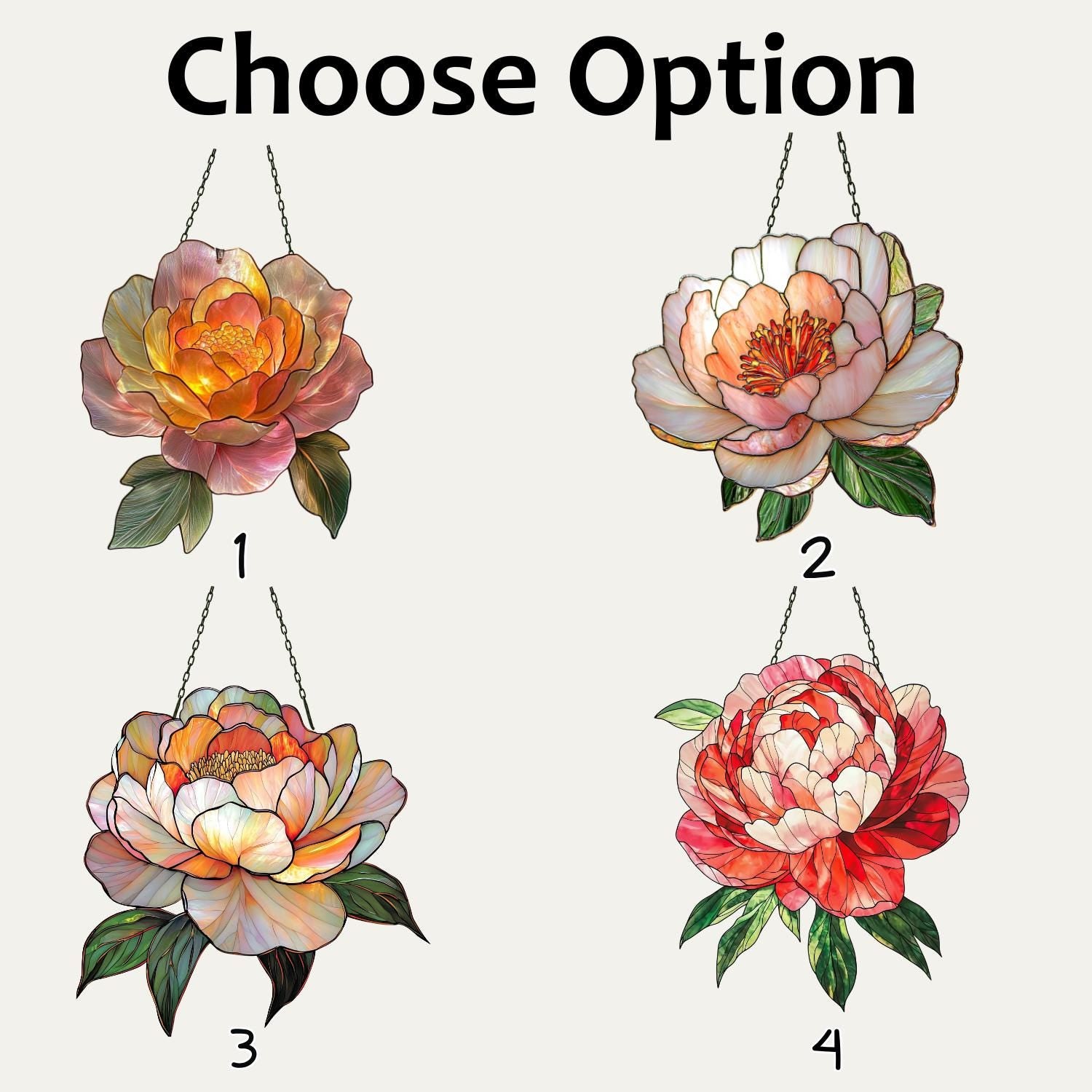 Peony Suncatcher, Birth Flower Suncatcher, Flower Window Hanging, Birth Flower, Birthday Gift, Christmas Gift for Her, Peony Gifts for Mom
