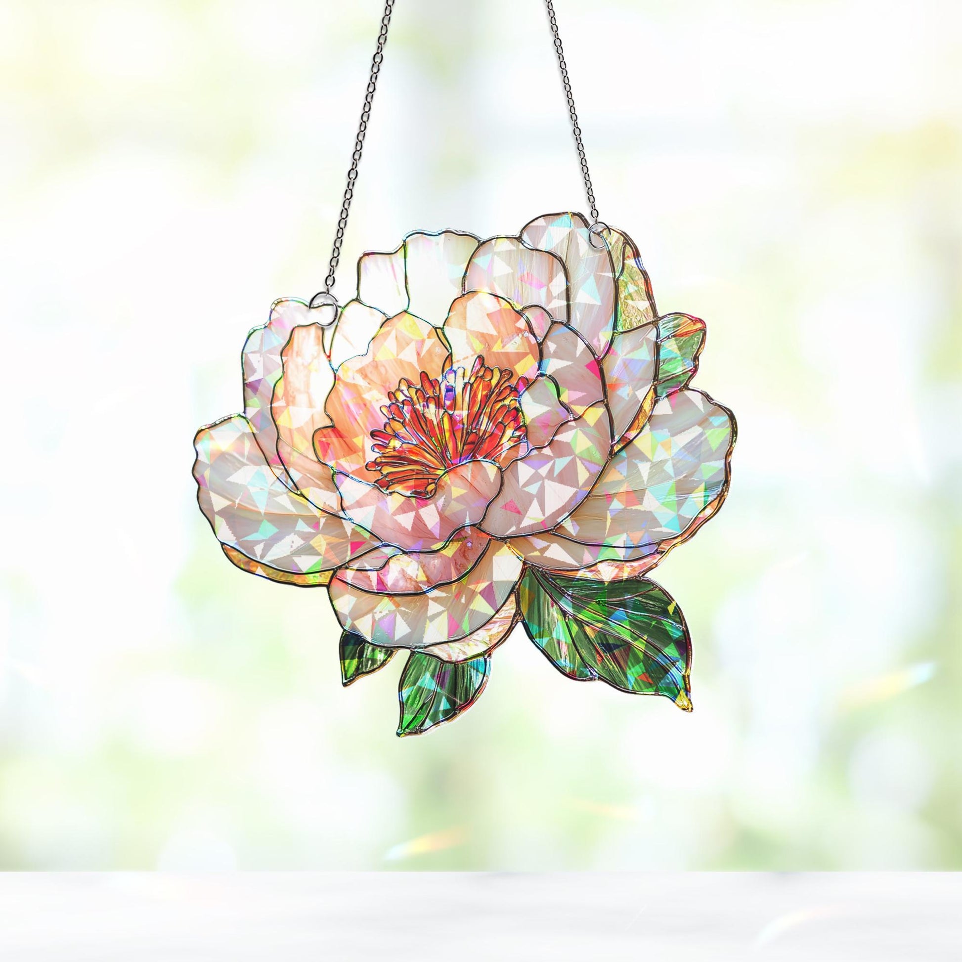 Peony Suncatcher, Birth Flower Suncatcher, Flower Window Hanging, Birth Flower, Birthday Gift, Christmas Gift for Her, Peony Gifts for Mom
