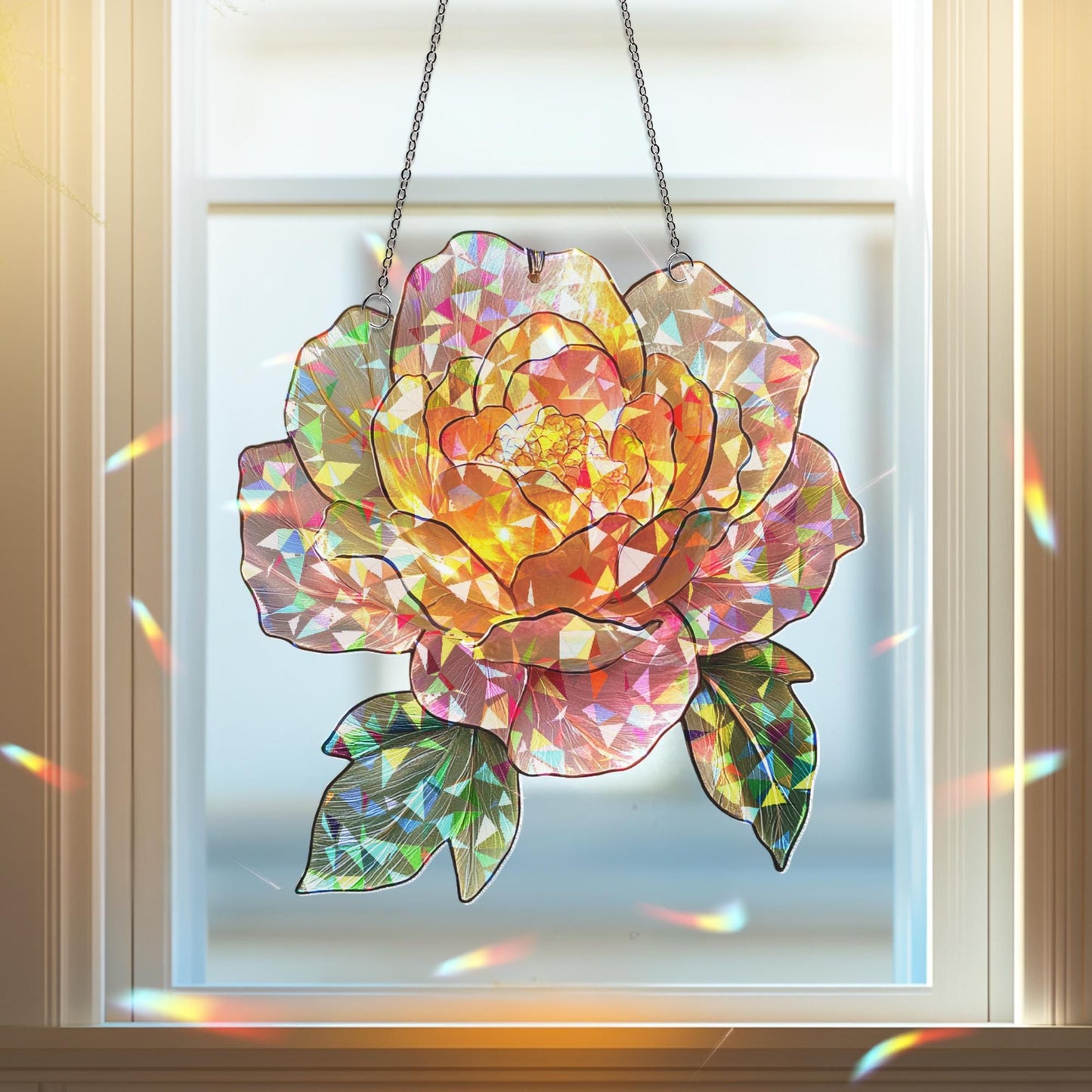 Peony Suncatcher, Birth Flower Suncatcher, Flower Window Hanging, Birth Flower, Birthday Gift, Christmas Gift for Her, Peony Gifts for Mom