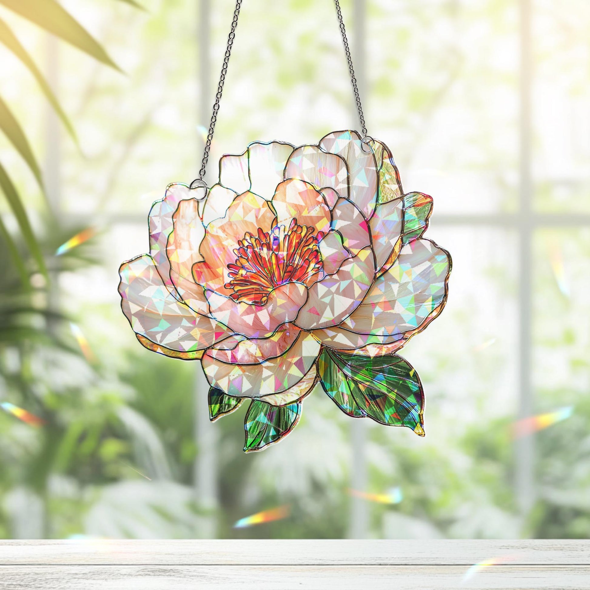 Peony Suncatcher, Birth Flower Suncatcher, Flower Window Hanging, Birth Flower, Birthday Gift, Christmas Gift for Her, Peony Gifts for Mom