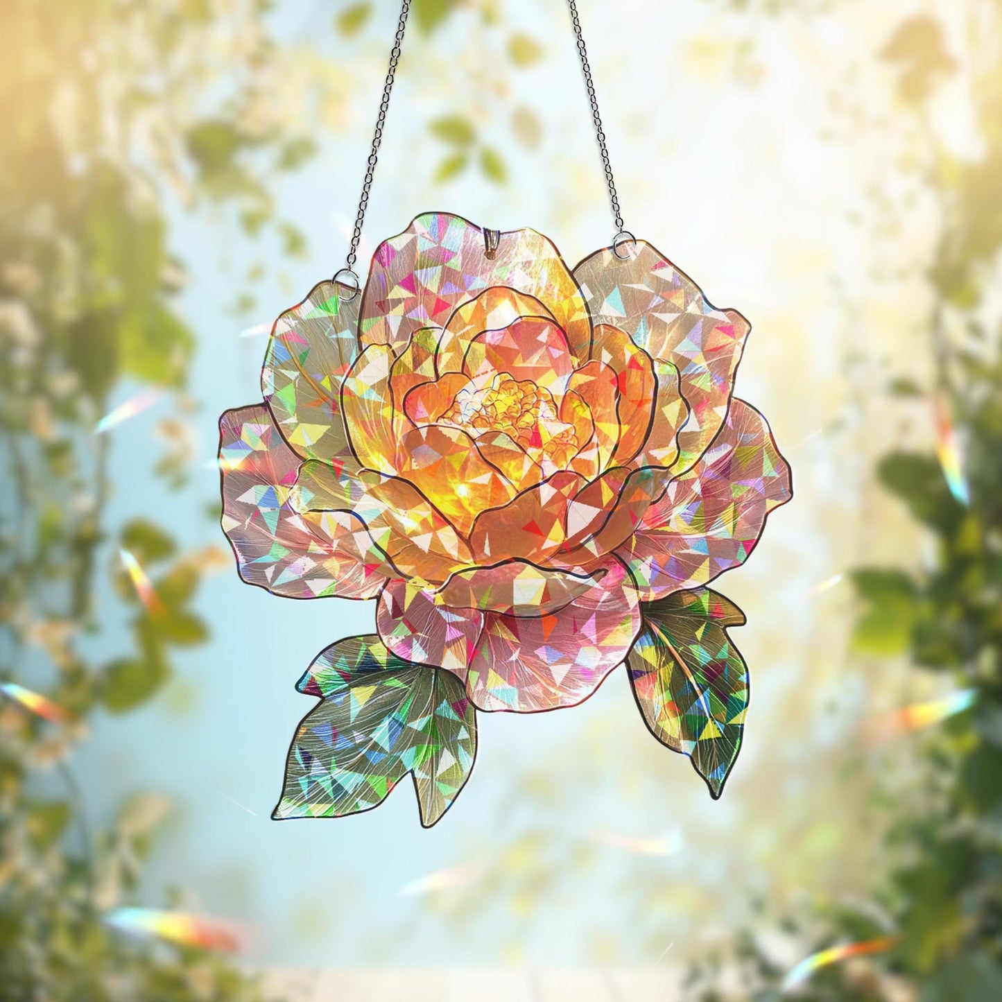 Peony Suncatcher, Birth Flower Suncatcher, Flower Window Hanging, Birth Flower, Birthday Gift, Christmas Gift for Her, Peony Gifts for Mom