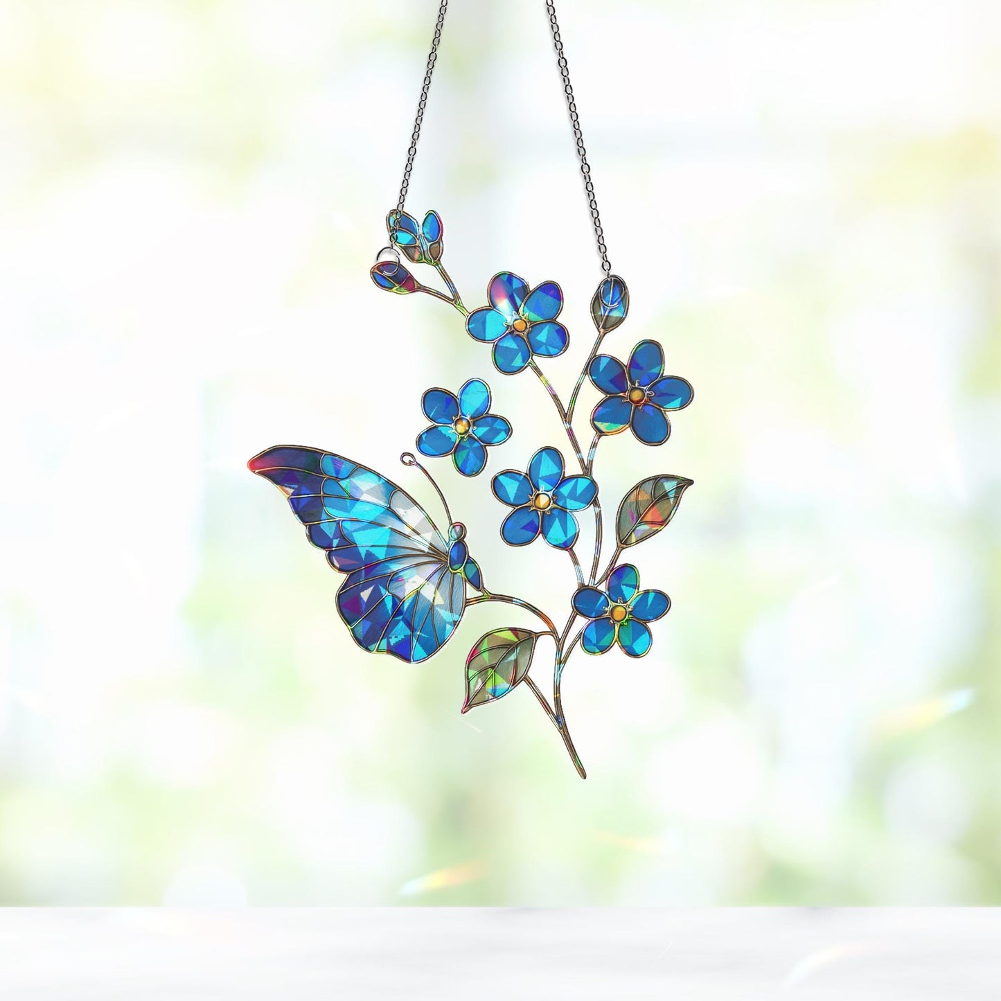 Forget Me Not Suncatcher, Flower Decor, Forget Me Not Gift, Sympathy Gift, Memory Gift, Loss Gift, Forget Me Not Ornament, Flower Art