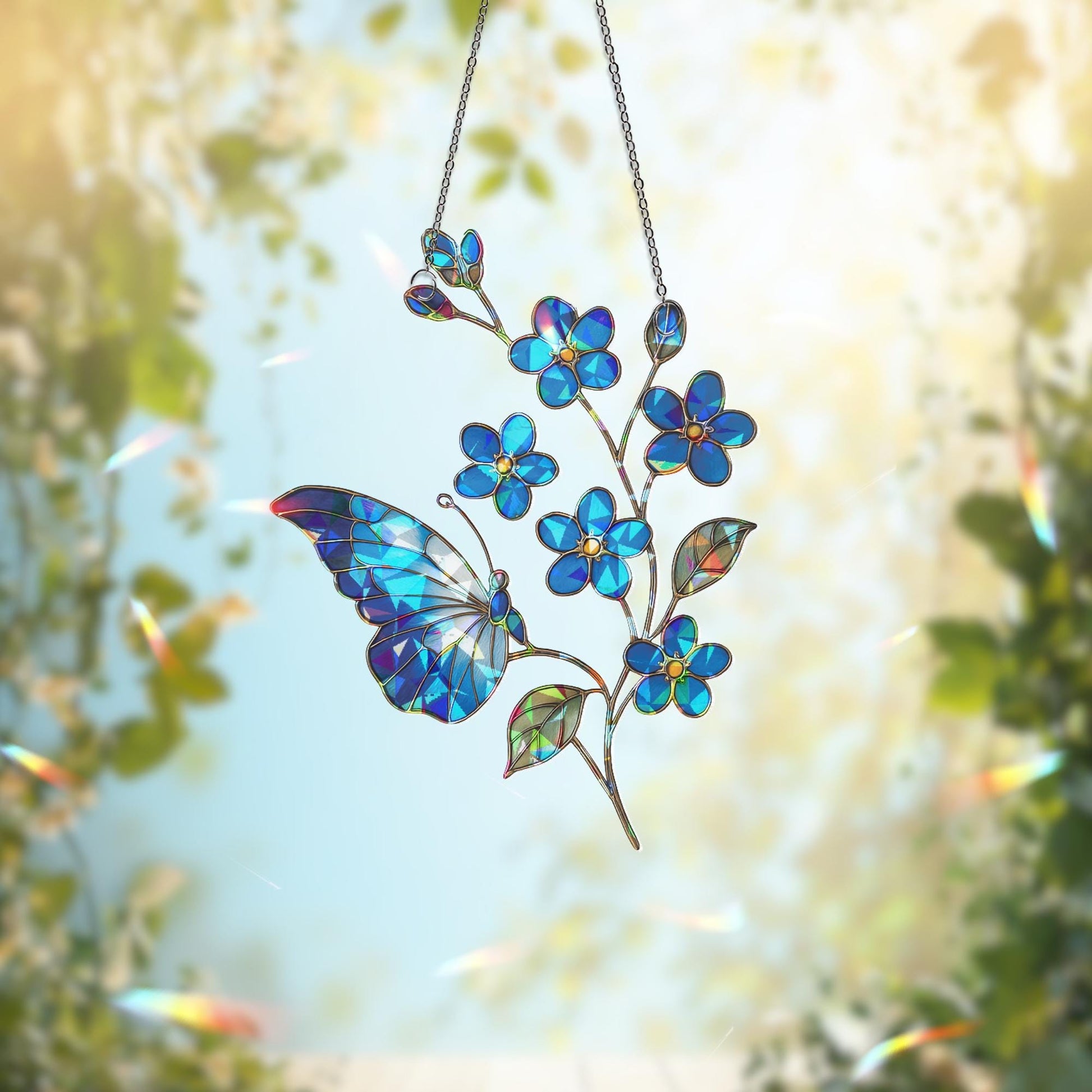 Forget Me Not Suncatcher, Flower Decor, Forget Me Not Gift, Sympathy Gift, Memory Gift, Loss Gift, Forget Me Not Ornament, Flower Art