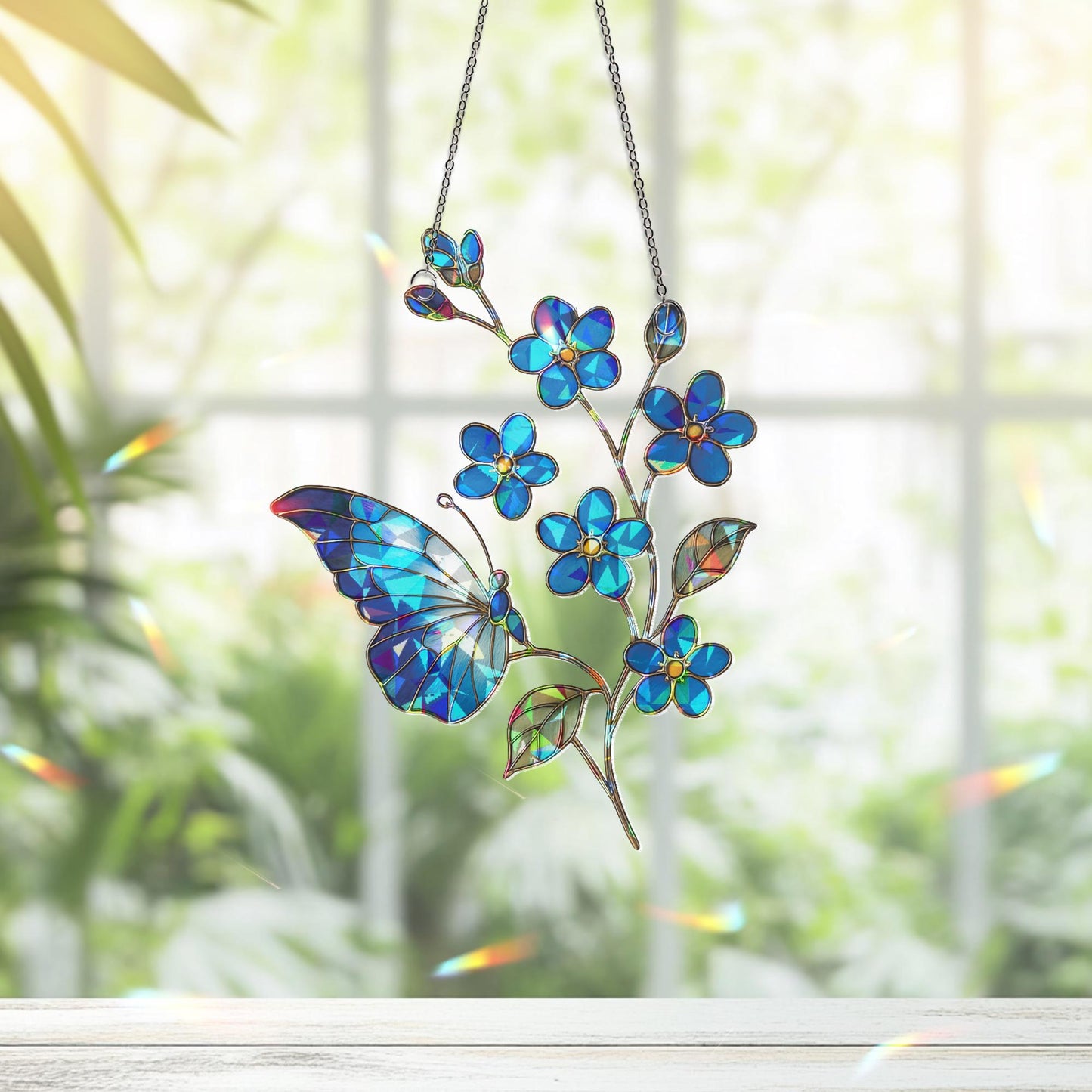 Forget Me Not Suncatcher, Flower Decor, Forget Me Not Gift, Sympathy Gift, Memory Gift, Loss Gift, Forget Me Not Ornament, Flower Art