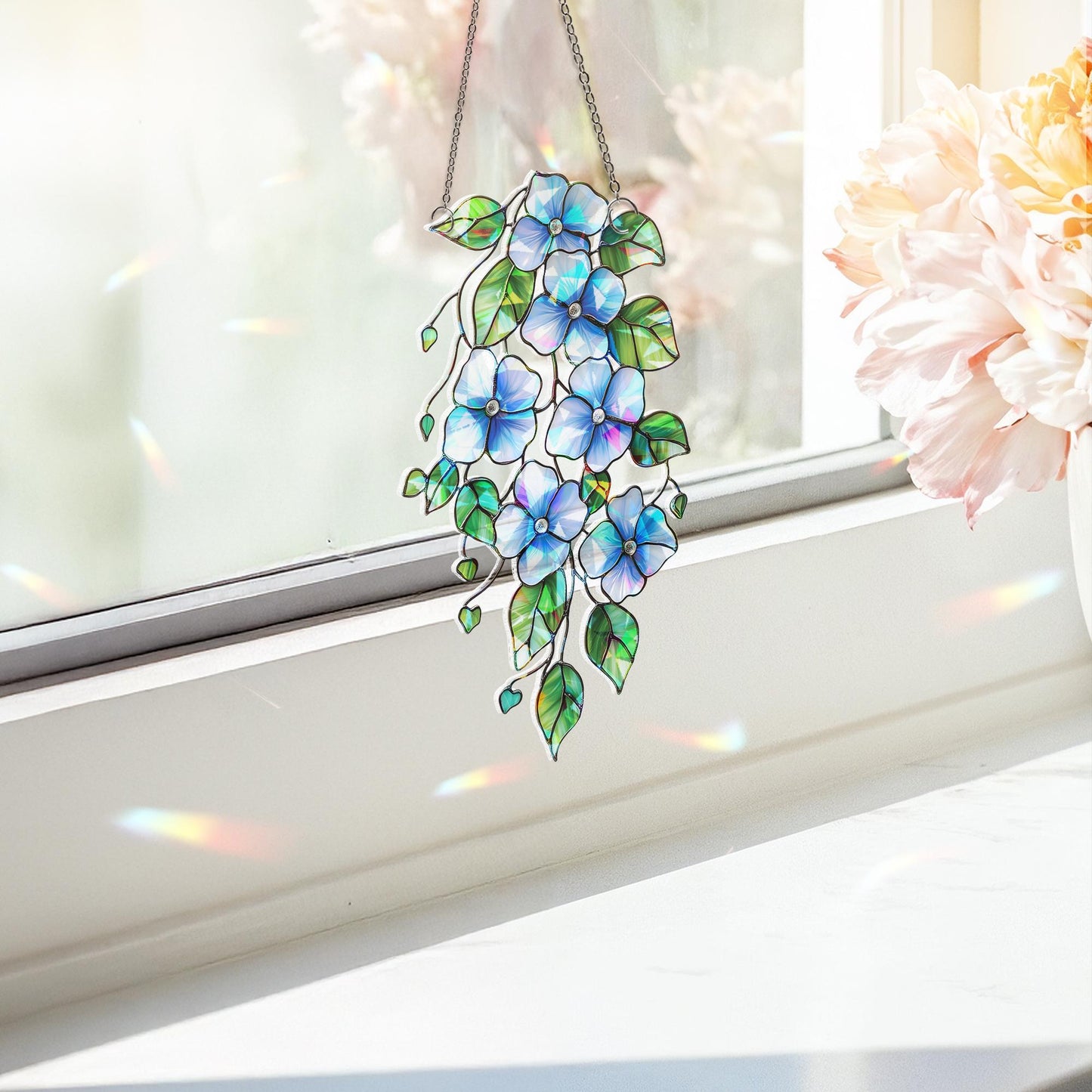 Forget Me Not Suncatcher, Flower Decor, Forget Me Not Gift, Sympathy Gift, Memory Gift, Loss Gift, Forget Me Not Ornament, Flower Art