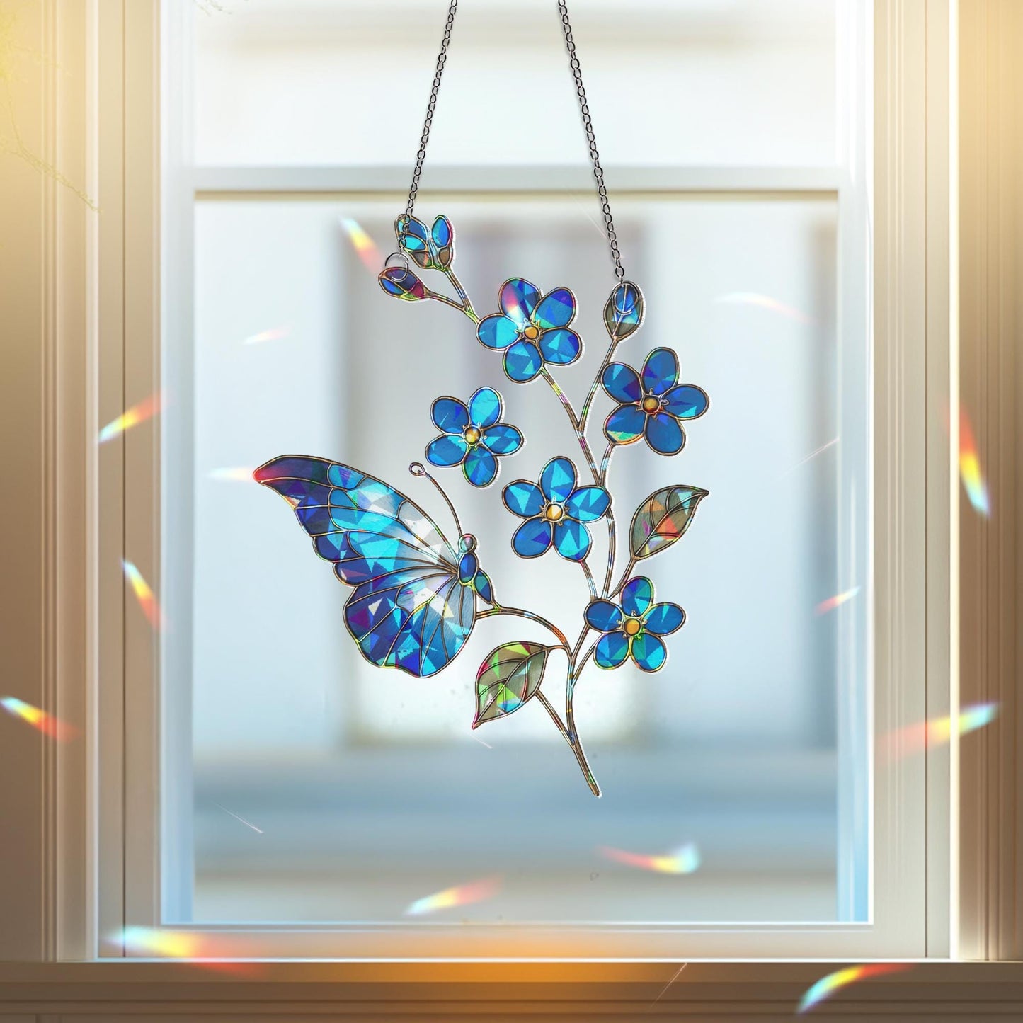 Forget Me Not Suncatcher, Flower Decor, Forget Me Not Gift, Sympathy Gift, Memory Gift, Loss Gift, Forget Me Not Ornament, Flower Art