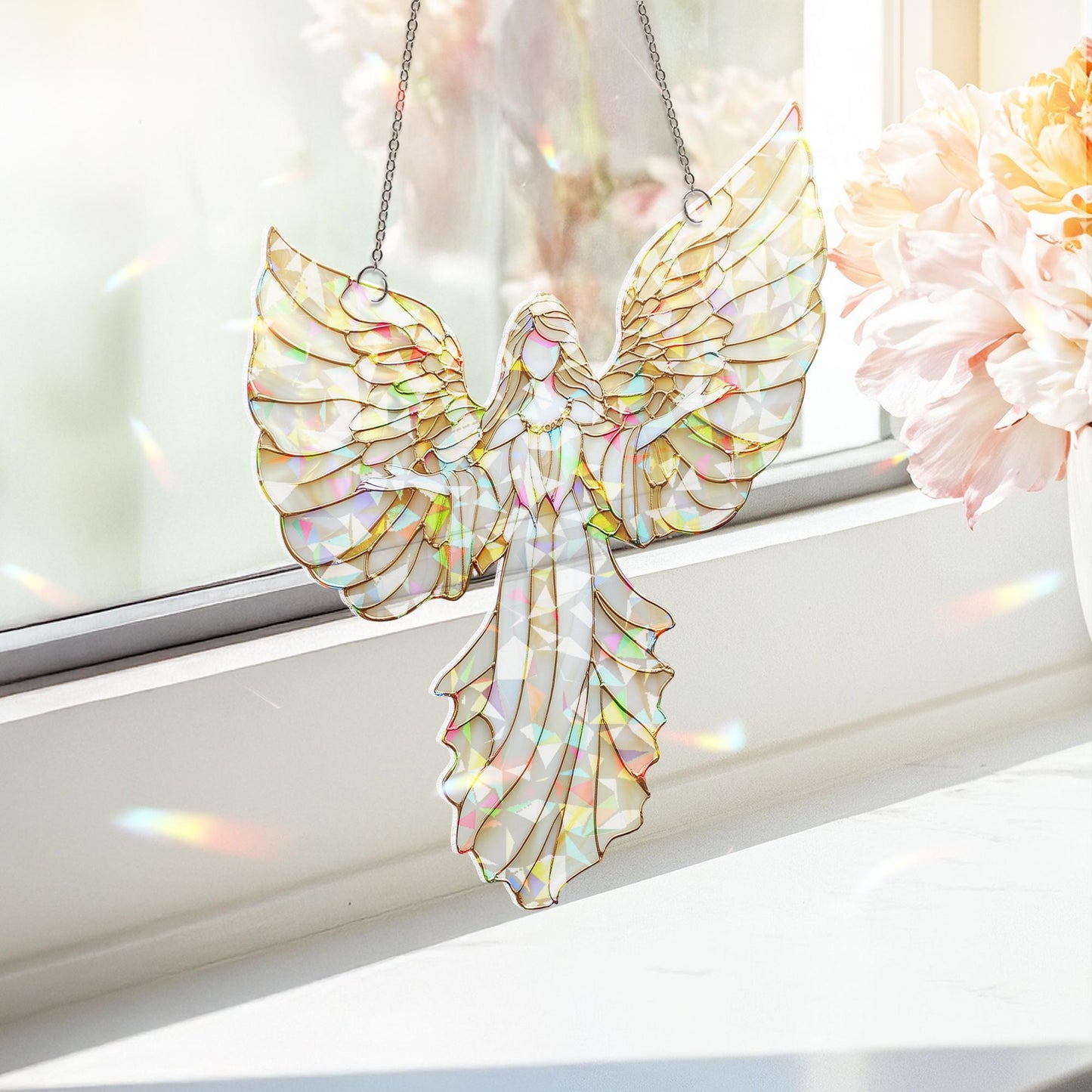 Christmas Angel Suncatcher Ornament, Angel Art , Christmas Decor, Christmas Window Hanging & Wall Art, Fantasy Angel Gift, Angel Ornament